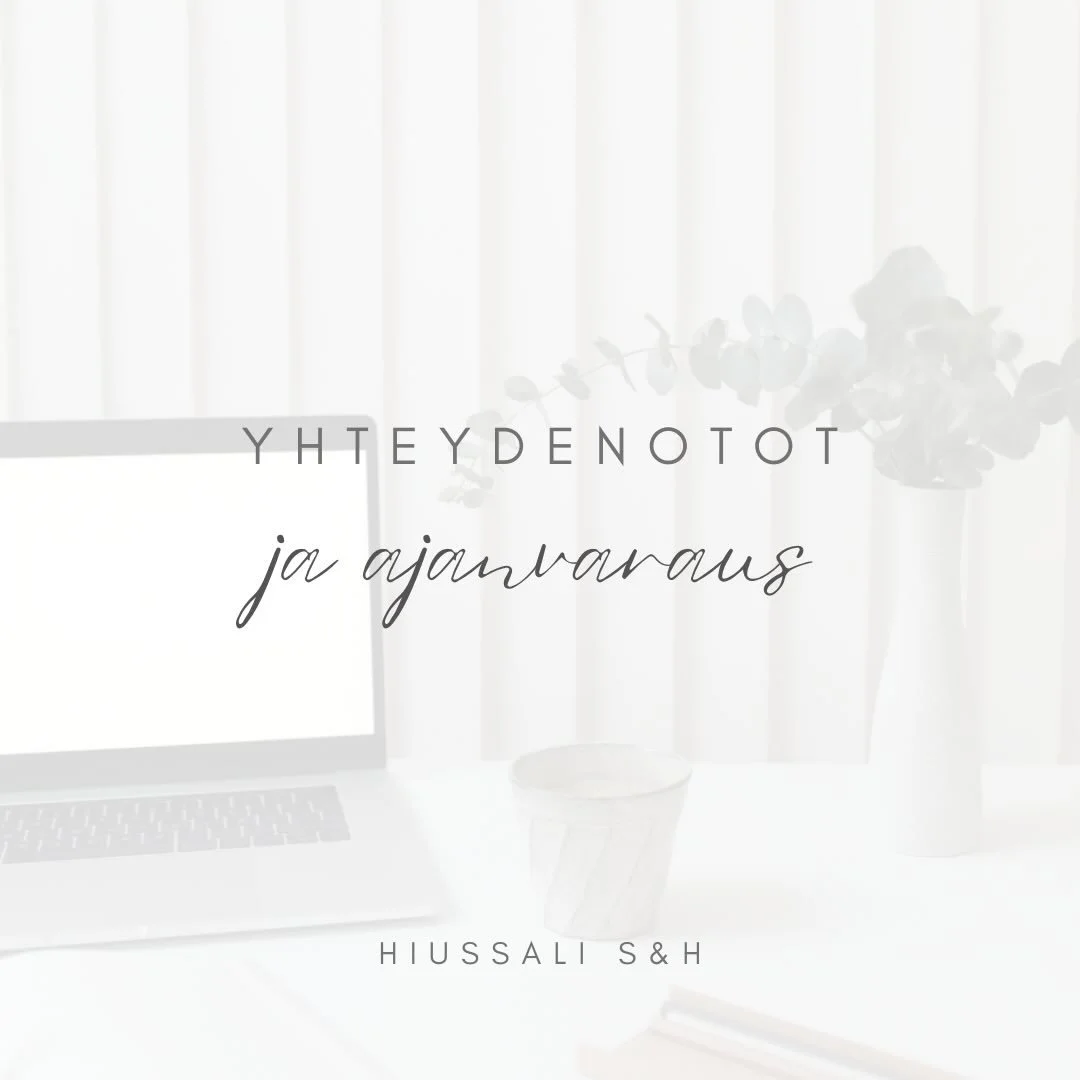🗓️ Pieni&auml; muutoksia yhteydenottoon ja ajanvaraukseen

Meill&auml; ei ole kiinteit&auml; aukioloaikoja, vaan palvelemme ajanvarauksen mukaan.
Vaihtelevien aukioloaikojen vuoksi tavoitat meid&auml;t parhaiten s&auml;hk&ouml;postitse.

Ajanvaraus 