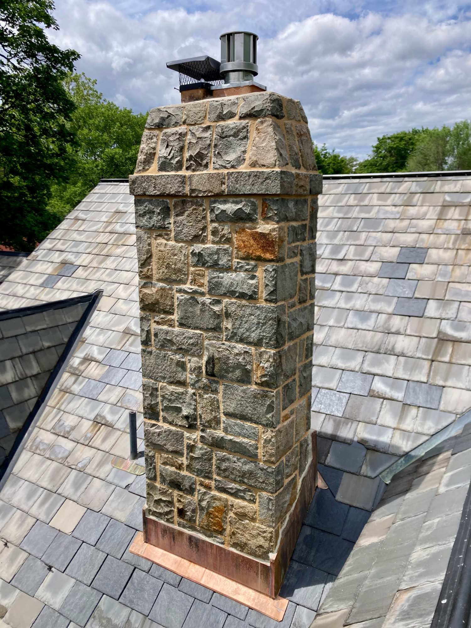 Chimney repointing project completed by K.B. Masonry