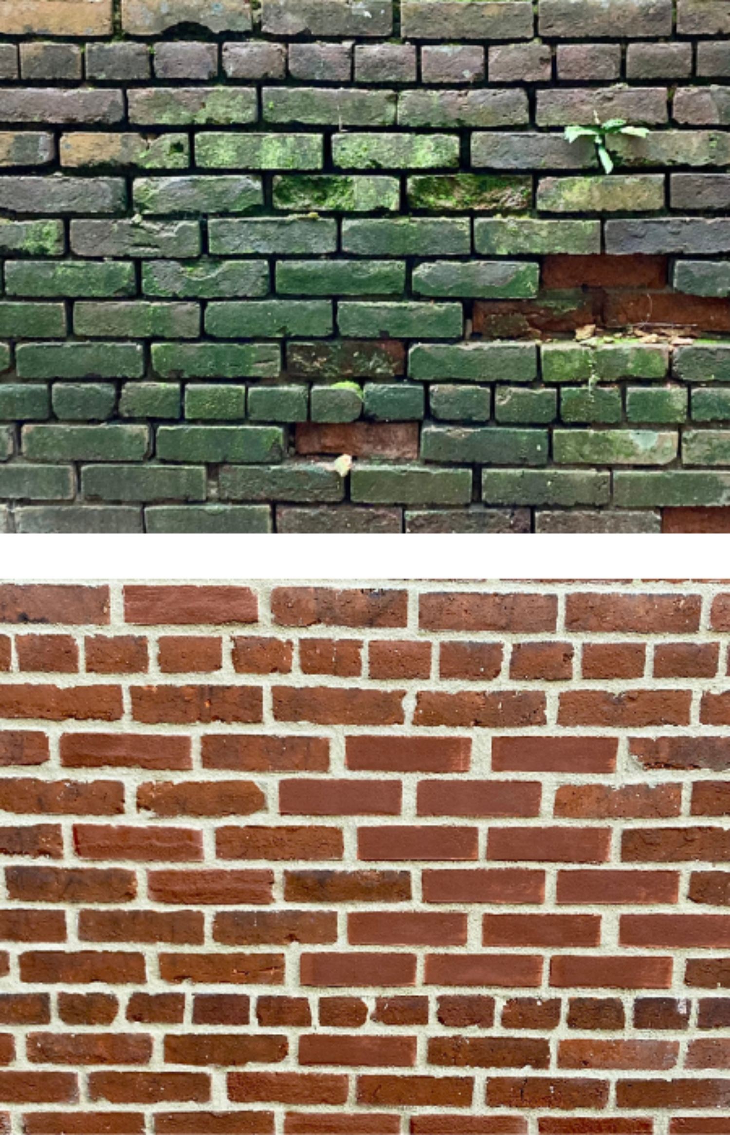 dirty brick masonry before cleaning