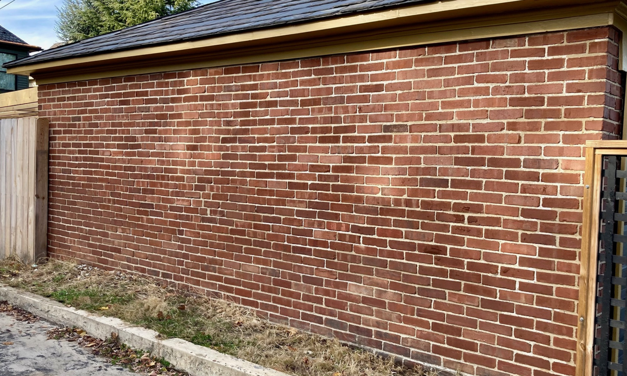 Lime mortar repointing for brick home