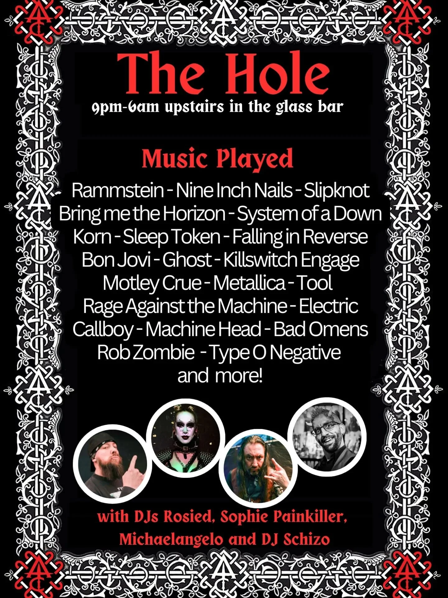9 hours of non stop metal!

In the Glass Bar overlooking the stage - reach it through the dungeon ( to the right) or up the red stairs from the smoking area or back left of the stage room.

4 days to go, have you got your tickets?