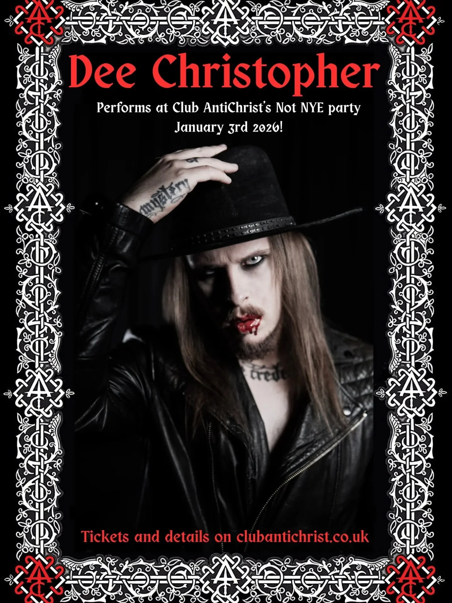 We are delighted to announce Dee Christopher returning to perform at AC for the first time in a decade! 

An internationally acclaimed vampire mentalist as seen on BBC3, Comedy Central &amp; More. Winner of Best Cabaret Show at Edinburgh Fringe Horro
