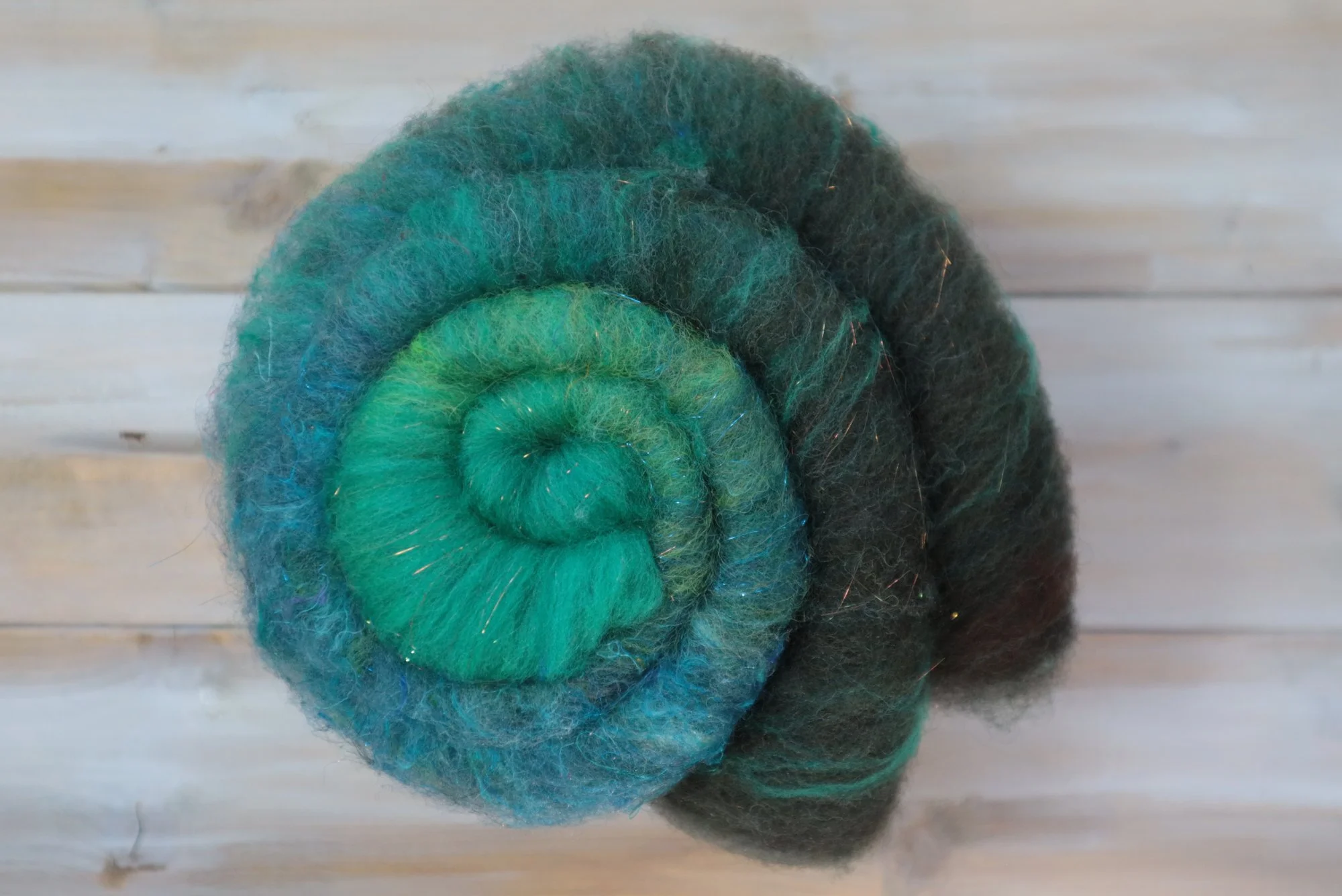 Smooth Batt Southdown Wool Alpaca Silk Fiber Batts Hand Dyed 52g 1.8 oz OOAK - Watery Dissolution