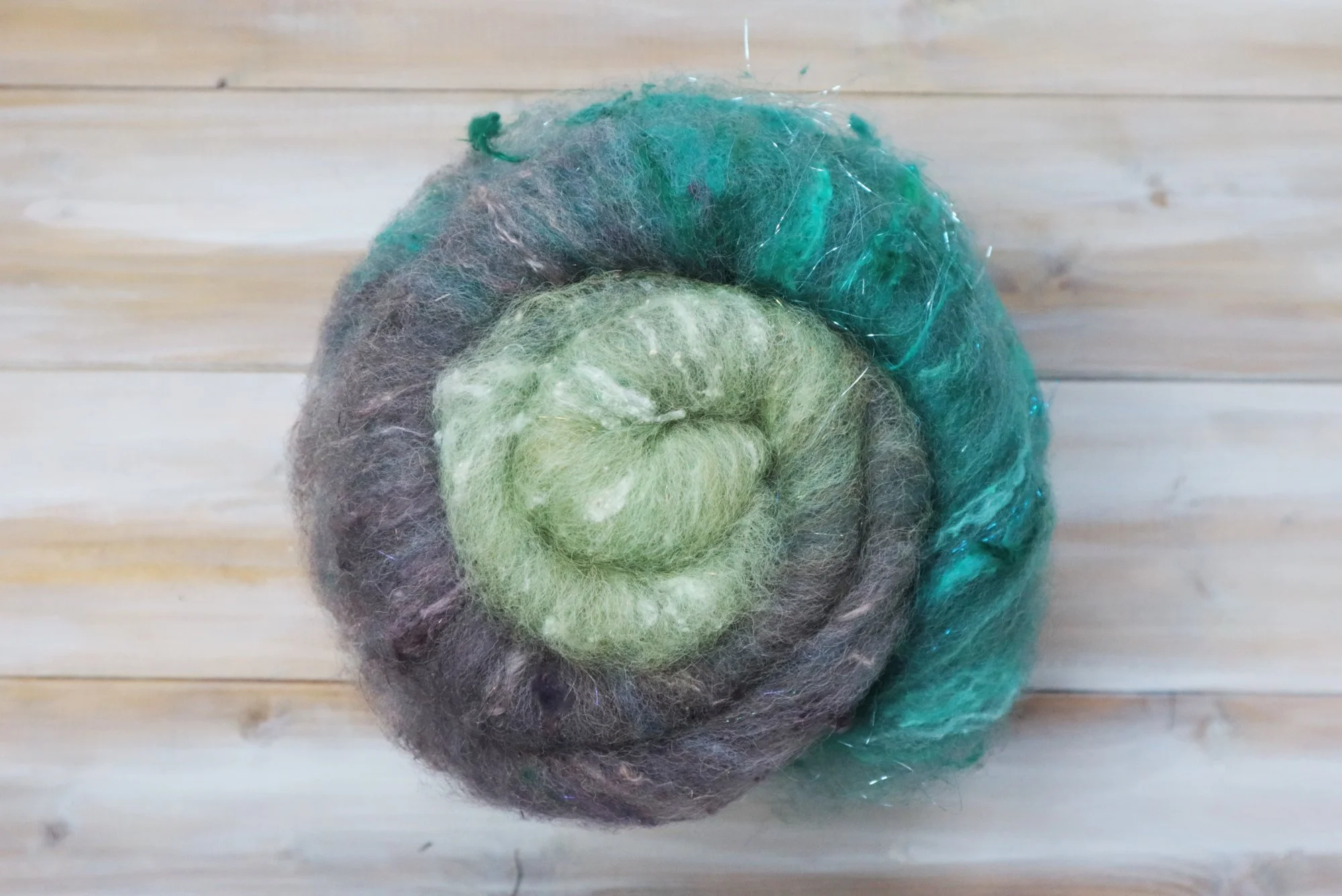 Wild Batt Romney Wool Alpaca Silk Fiber Batts Hand Dyed 65g 2.2 oz OOAK - Behind the Waterfall