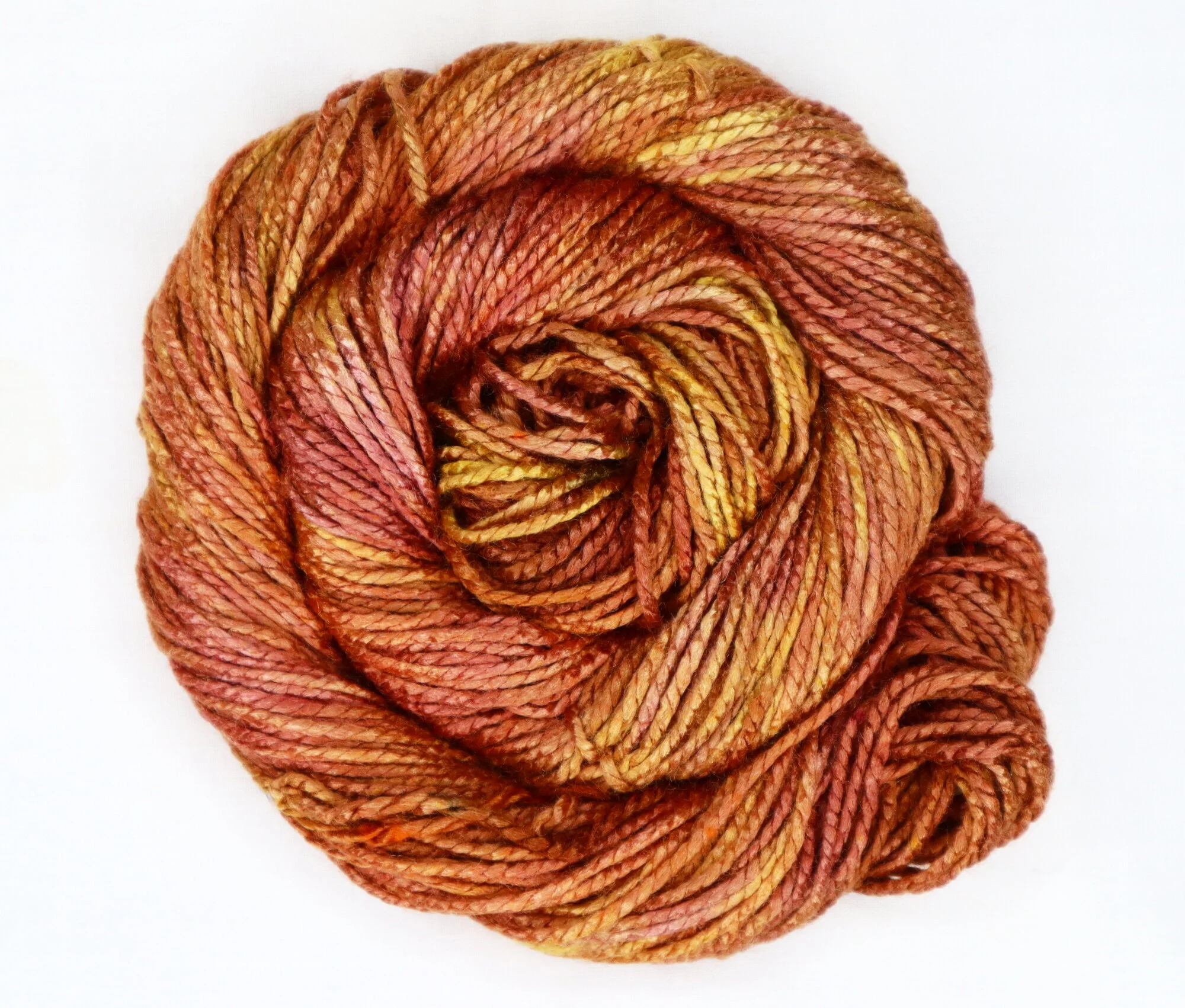 Handdyed Tussah Silk Yarn Worsted Aran 2 ply 100 yards 91 meters 46g 1.6oz - Copper Ore