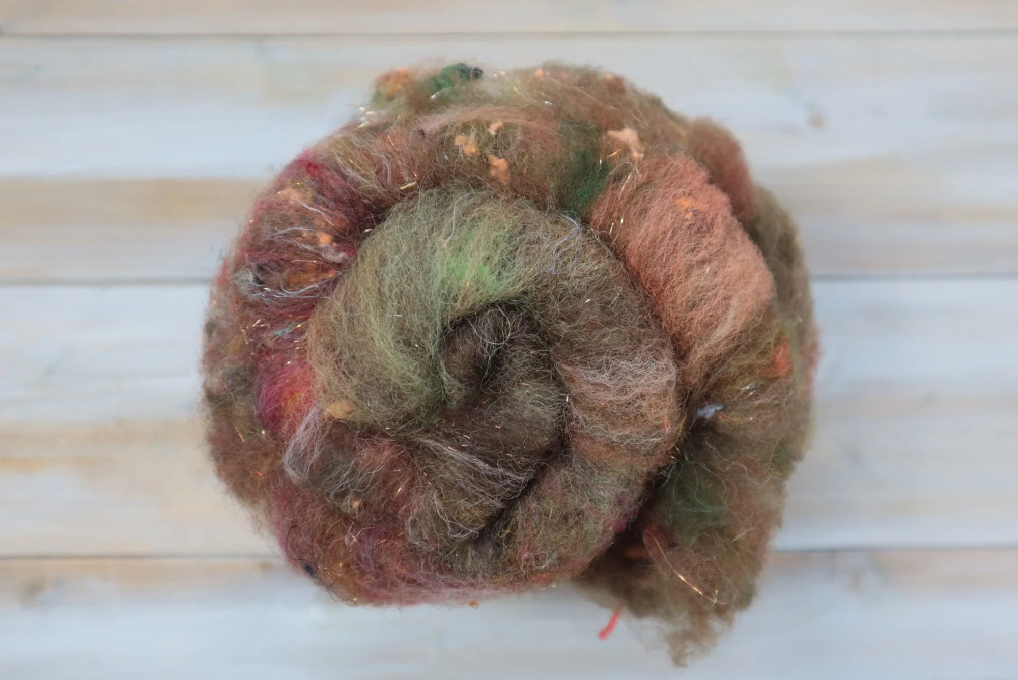 Pottage Batt Wool Sari Silk Alpaca Fiber Batts Hand Dyed 40g 1.4 oz OOAK - Pottage 2