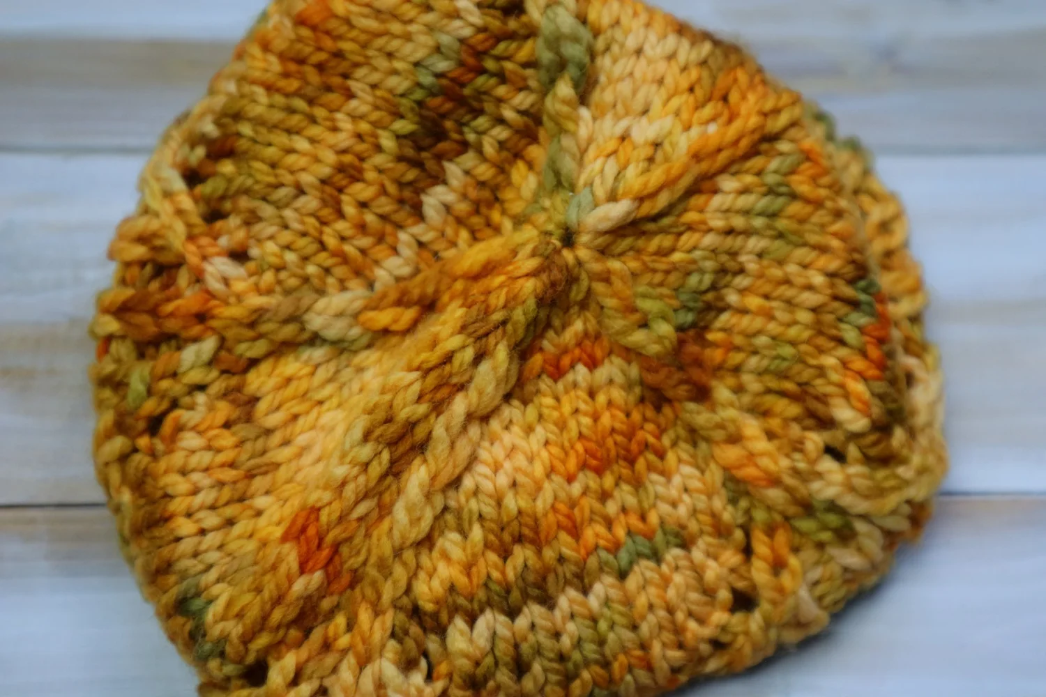 Handmade Hand Crafted Adult Fall Knit Wool Hat Cream and Pumpkin Hello Pumpkin Mosaic Crochet Hat - MJ main image 2