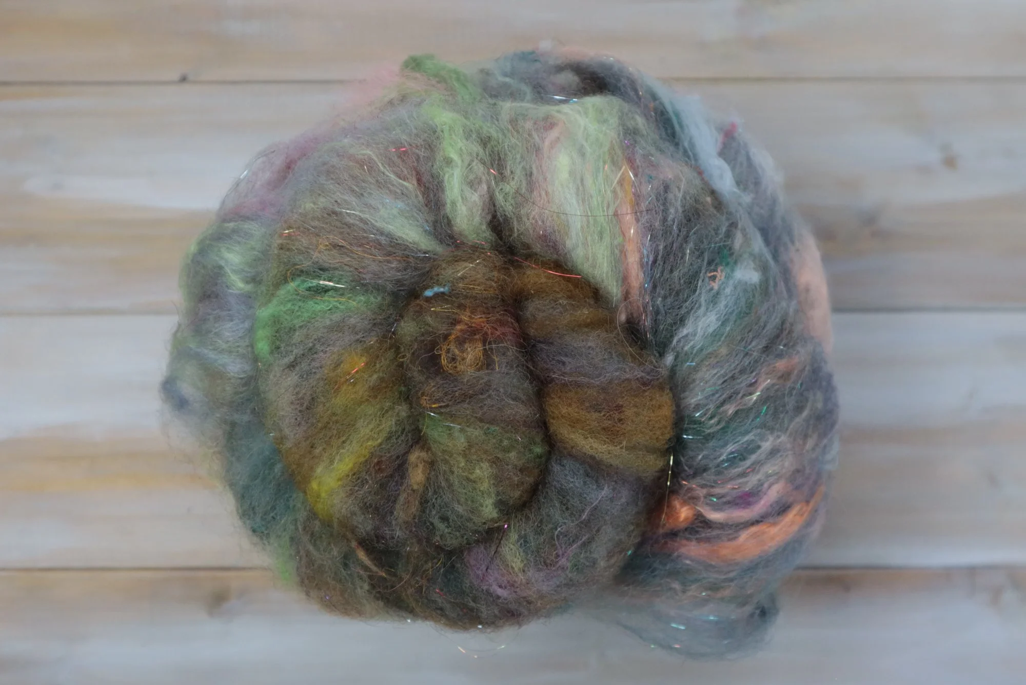 Pottage Batt Wool Sari Silk Alpaca Fiber Batts Hand Dyed 54g 1.9 oz OOAK - Pottage 4