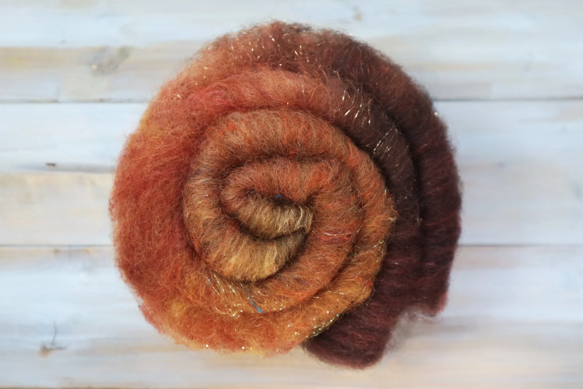Smooth Batt Southdown Wool Alpaca Fiber Batts Hand Dyed 53g 1.9 oz OOAK - Fireplace