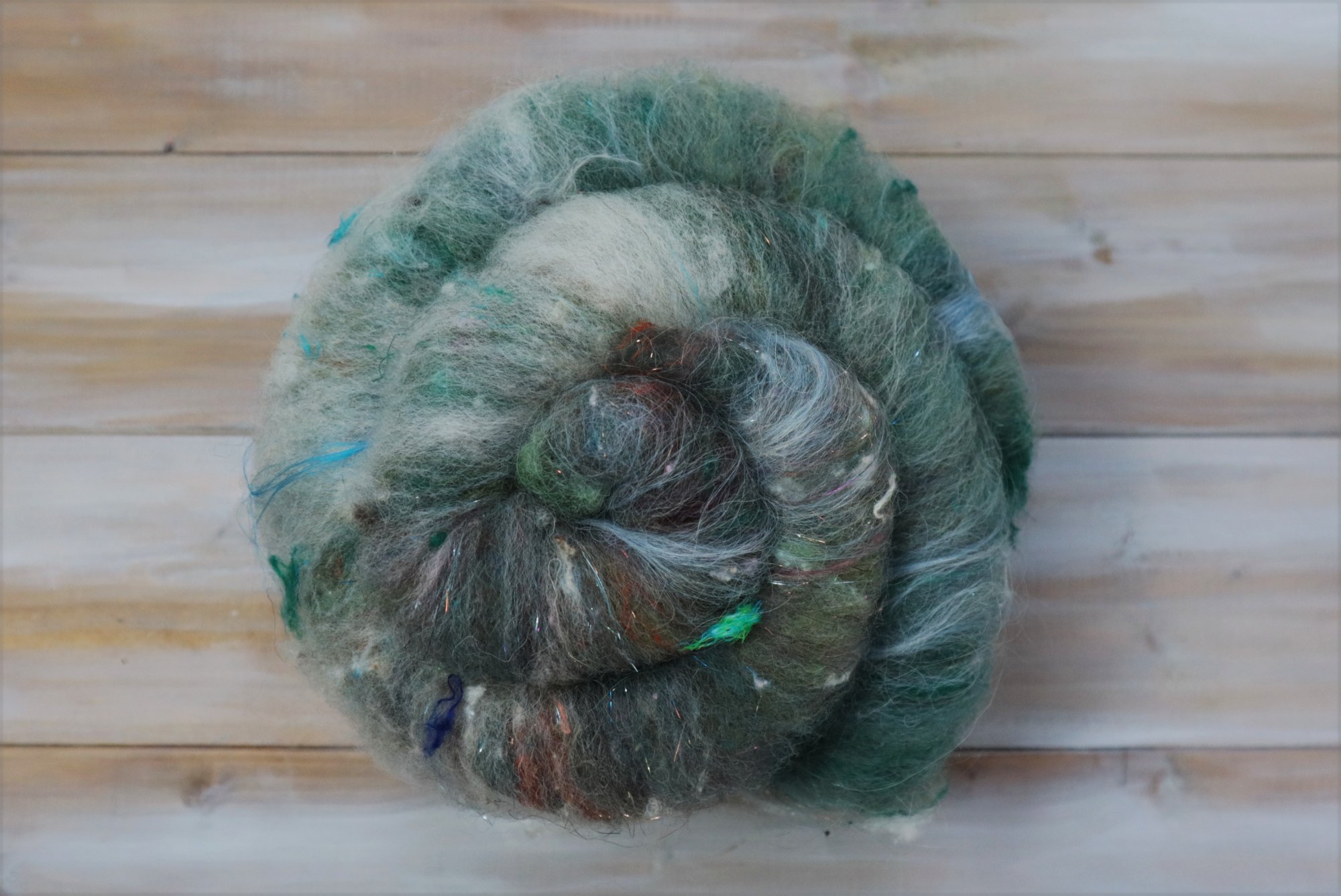 Pottage Batt Wool Sari Silk Alpaca Fiber Batts Hand Dyed 70g 2.5 oz OOAK - Pottage 3