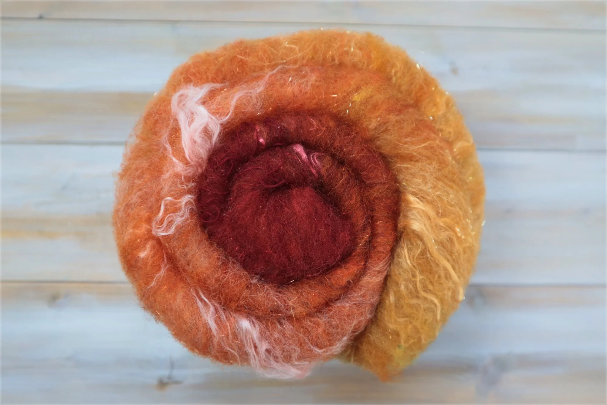 Smooth Batt Southdown Wool Alpaca Fiber Batts Hand Dyed 55g 2.0 oz OOAK - Firestorm