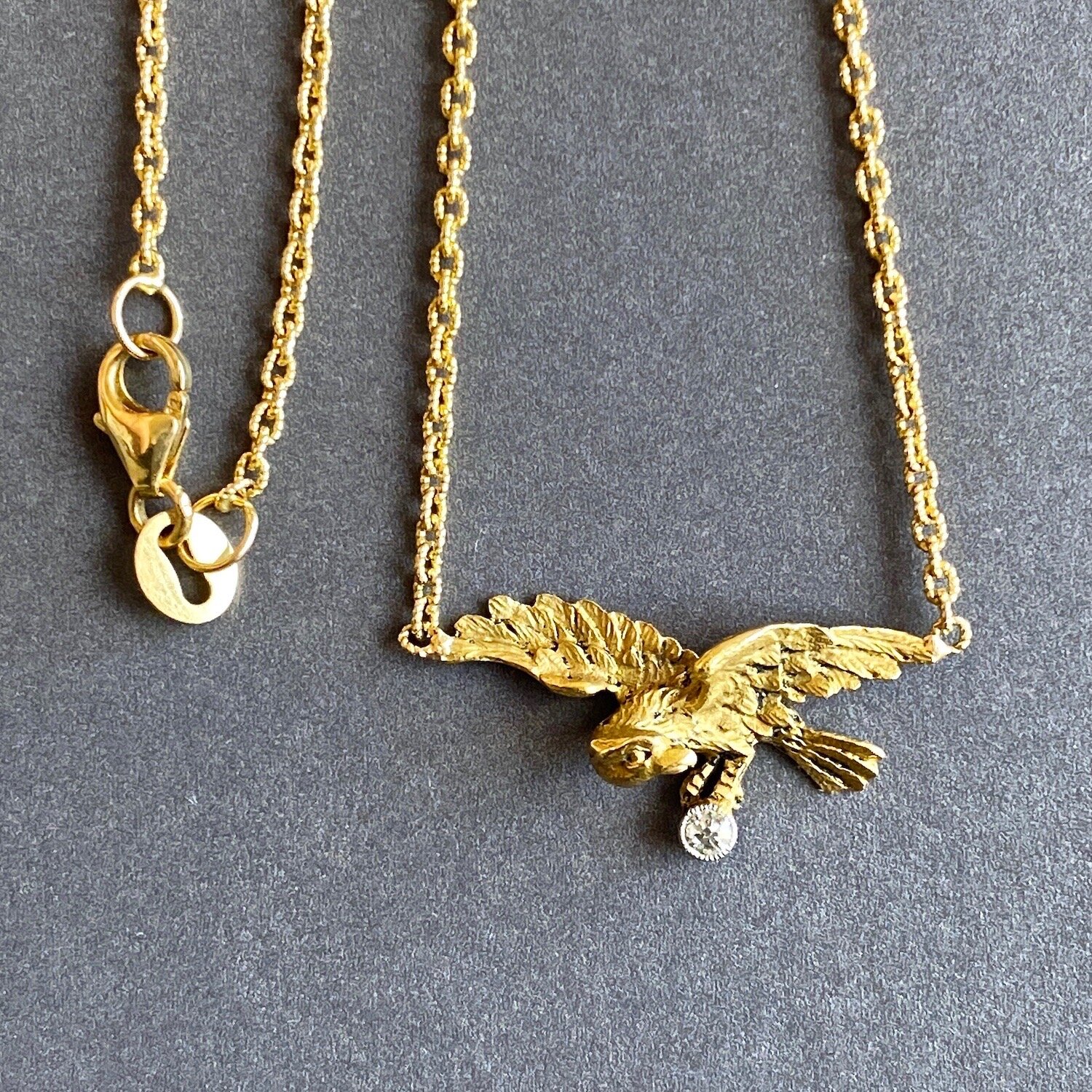 Antique Art Nouveau French Eagle with Diamond Necklace Front.jpeg