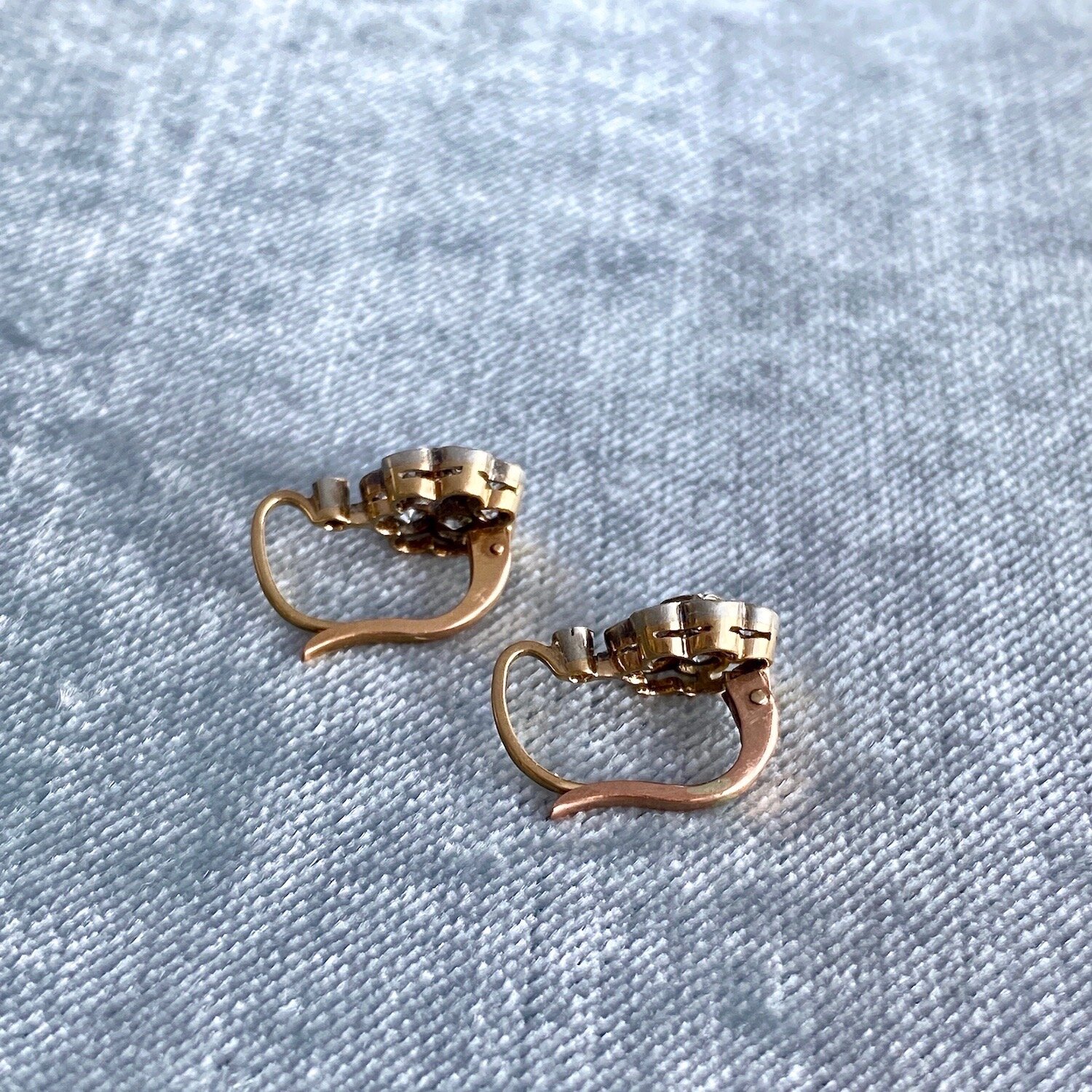 Antique Edwardian Diamond Cluster Earrings Side.jpeg