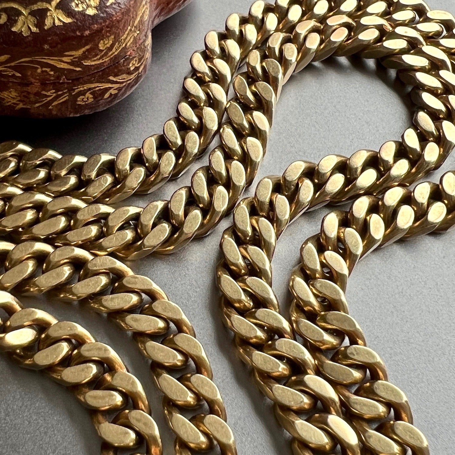 (SOLD) Antique Edwardian Mega Curb Link Albert Watch Chain