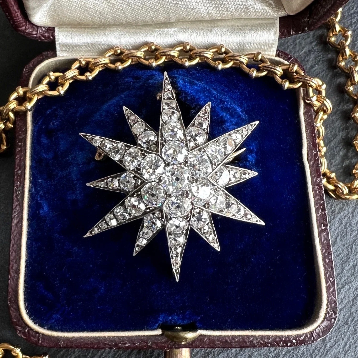 (SOLD) Antique Victorian 12-Point Diamond Star Brooch/Pendant
