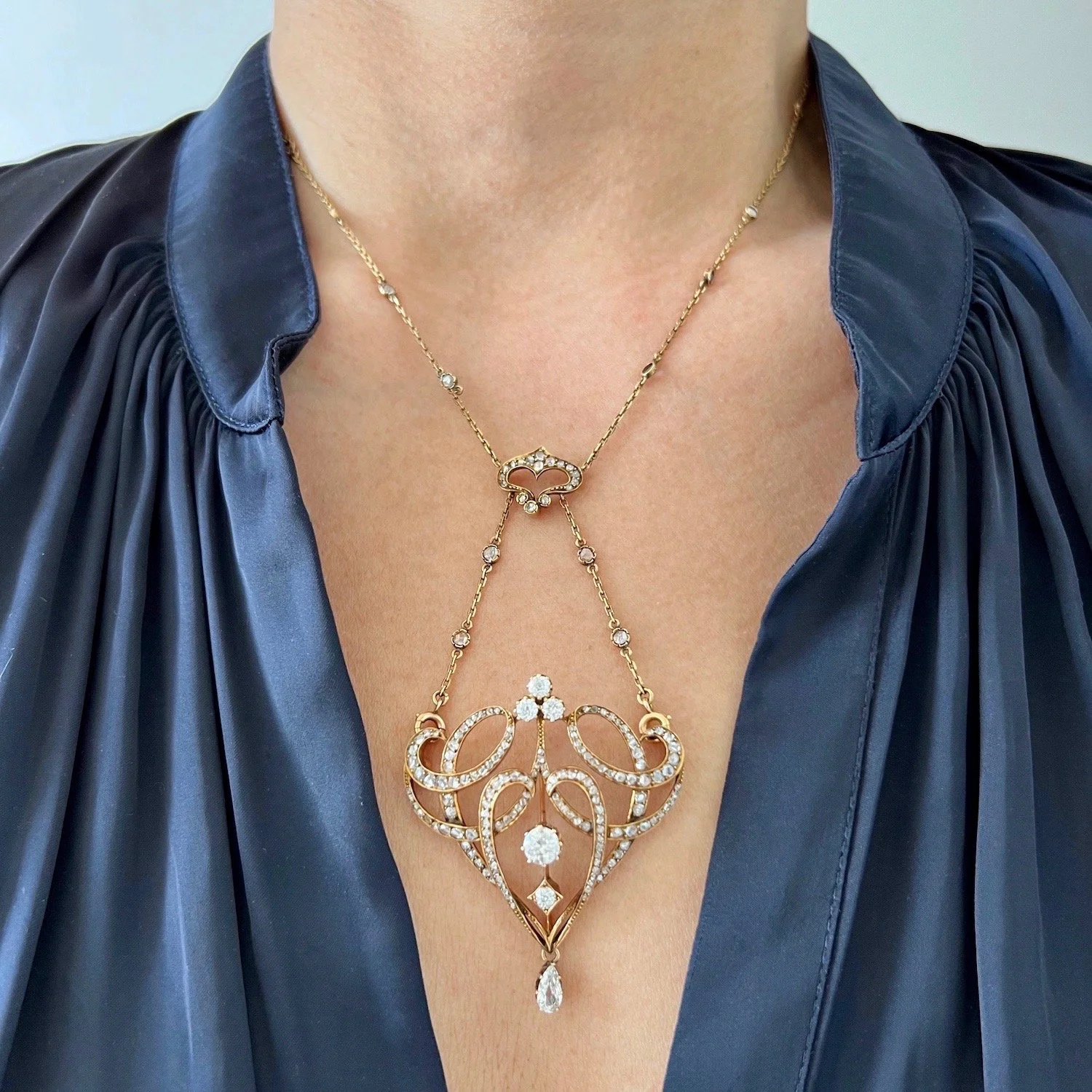 Antique French Belle Epoque Diamond Convertible Pendant