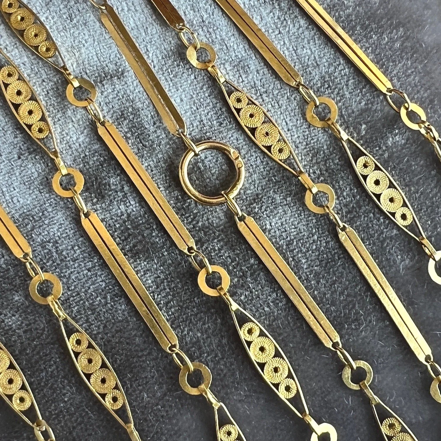 (SOLD) (DECONSTRUCTION EVENT) Vintage Portuguese Filigree Gold Long Chain