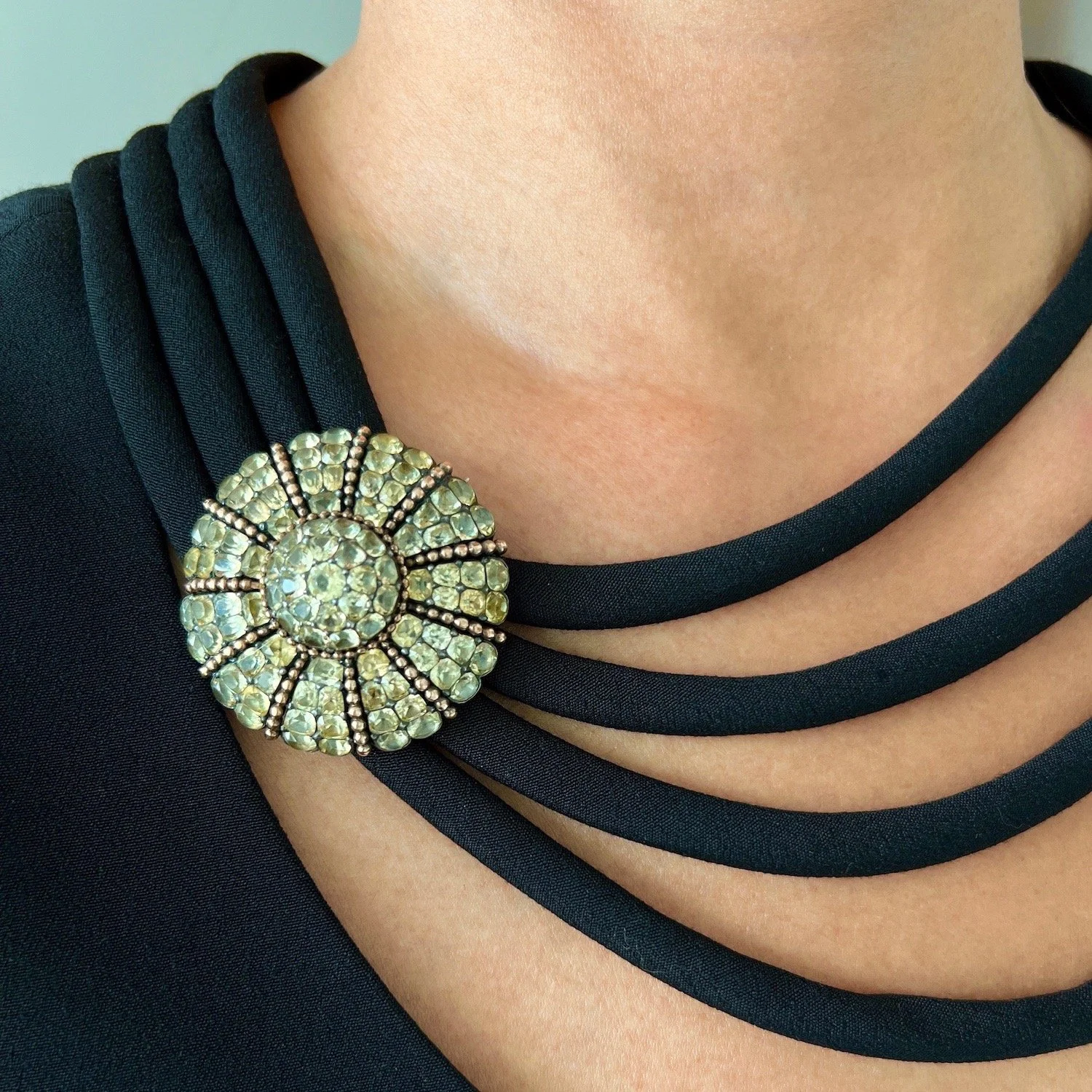 (SOLD) Antique Rare and Magnificent Portuguese Chrysoberyl Flower Brooch