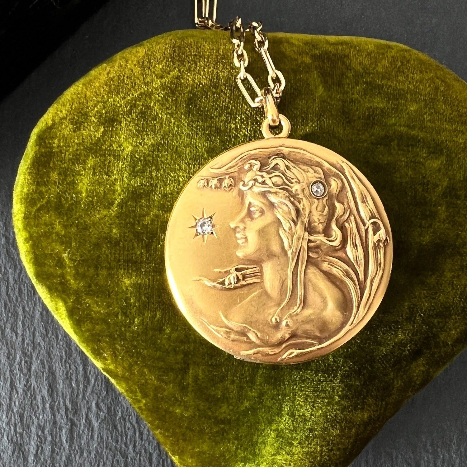 (SOLD) Antique Art Nouveau Lily of the Valley ("Return to Happiness") Locket