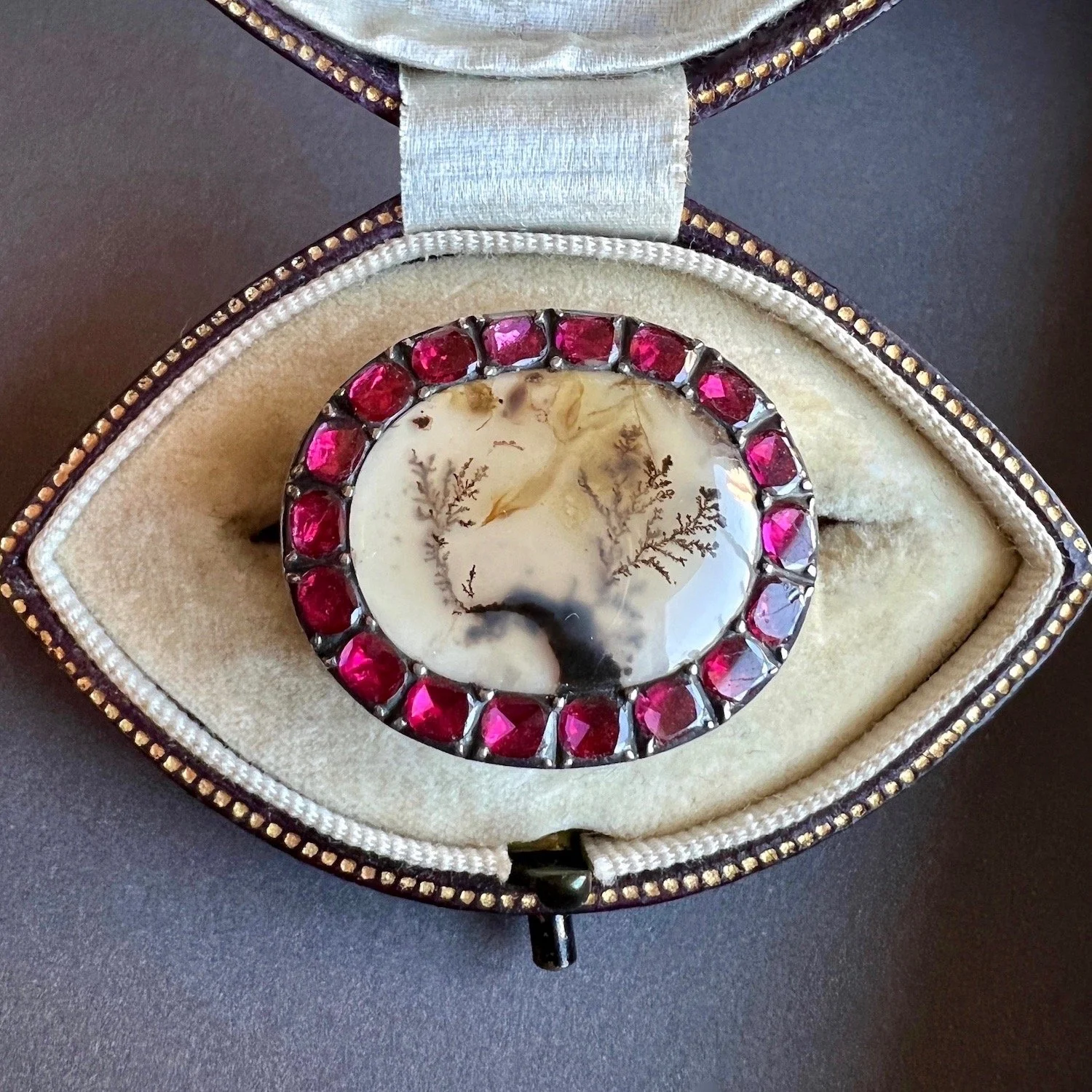 (SOLD) Antique Georgian Flat Cut Garnet and Agate Brooch/Pin
