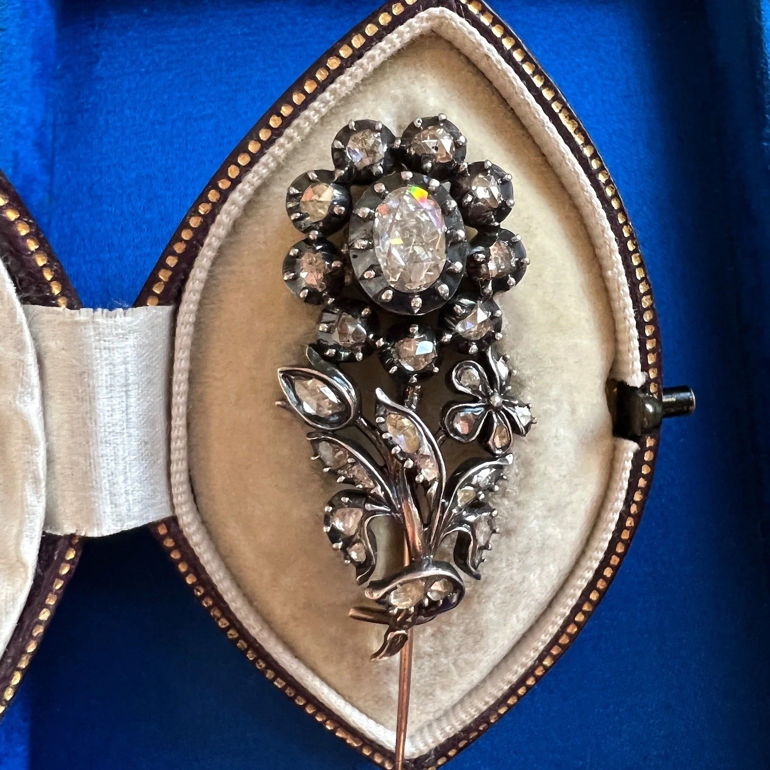 (SOLD) Antique Rose Cut Diamond Boutonnière Pin
