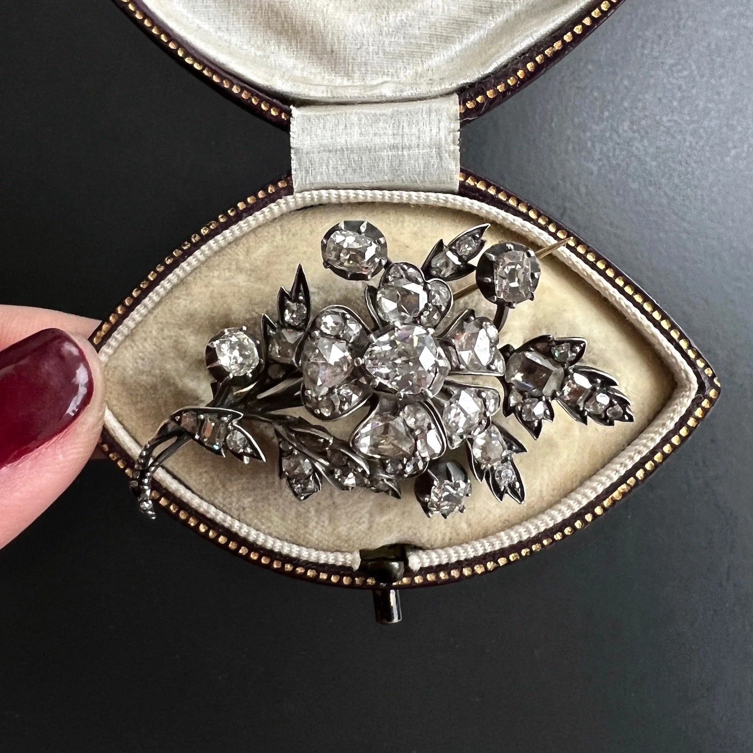 Antique Victorian Diamond Flower Spray Brooch/Pendant (3.25 ctw)