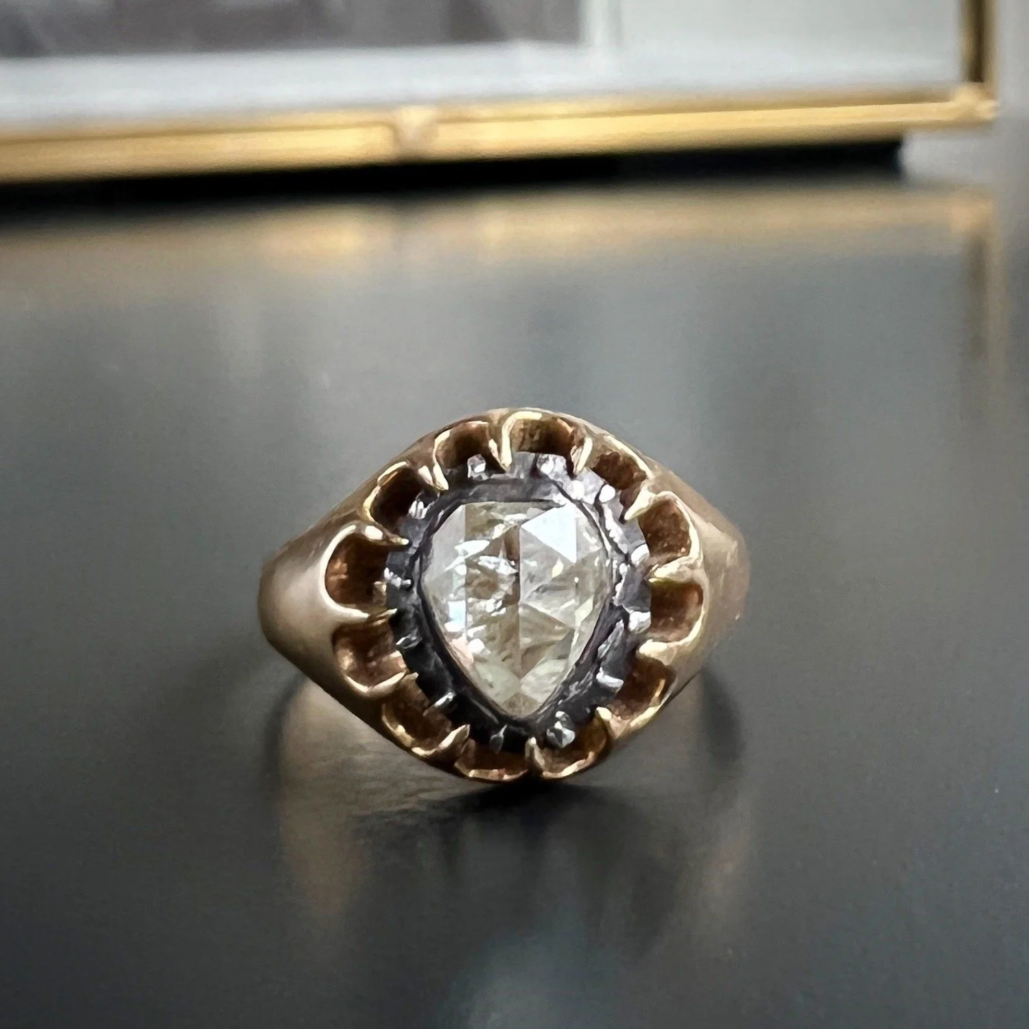 Antique Victorian Rose Cut Diamond Solitaire Ring