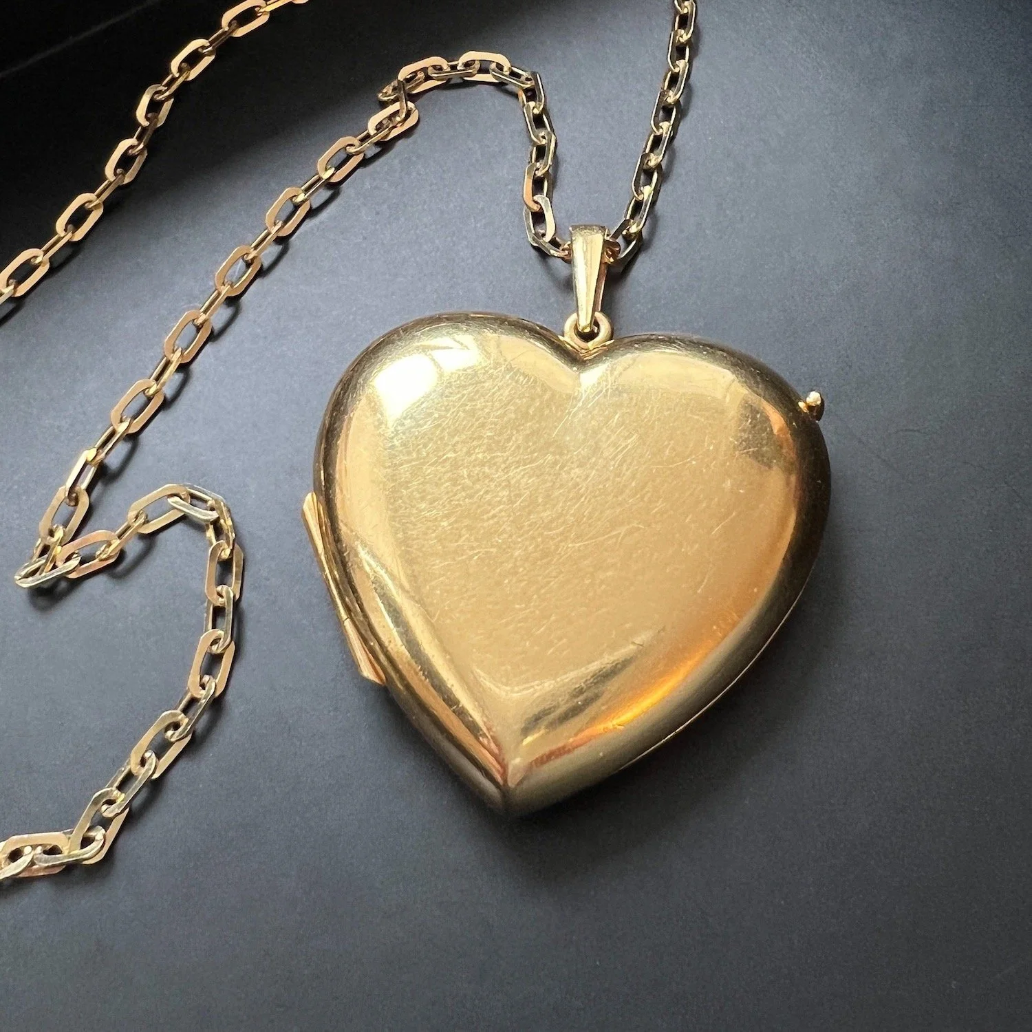 (SOLD) Estate/Vintage Chunky Gold Heart Double Locket