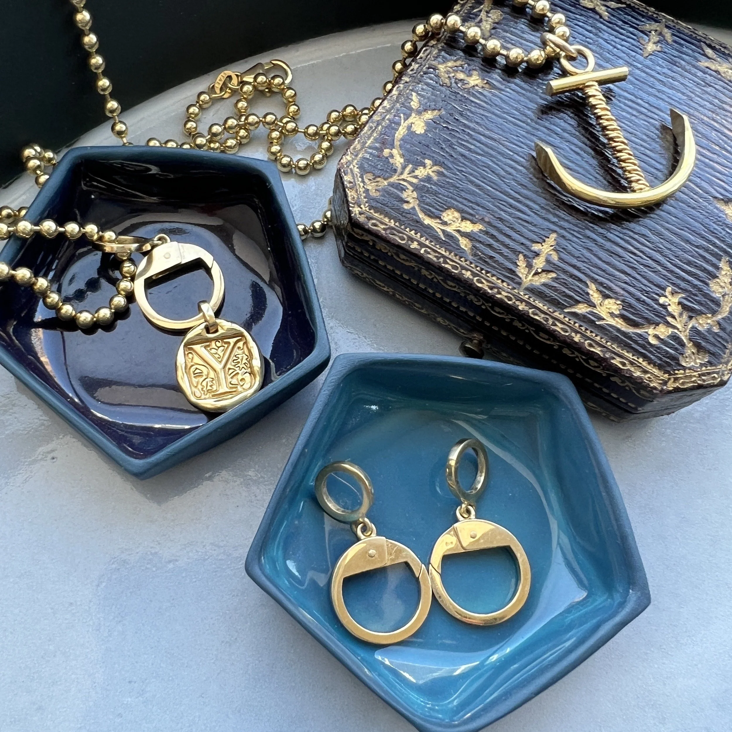 (SOLD) Luck and Lockets 18k Gold Charm Cuff/Charm Holder