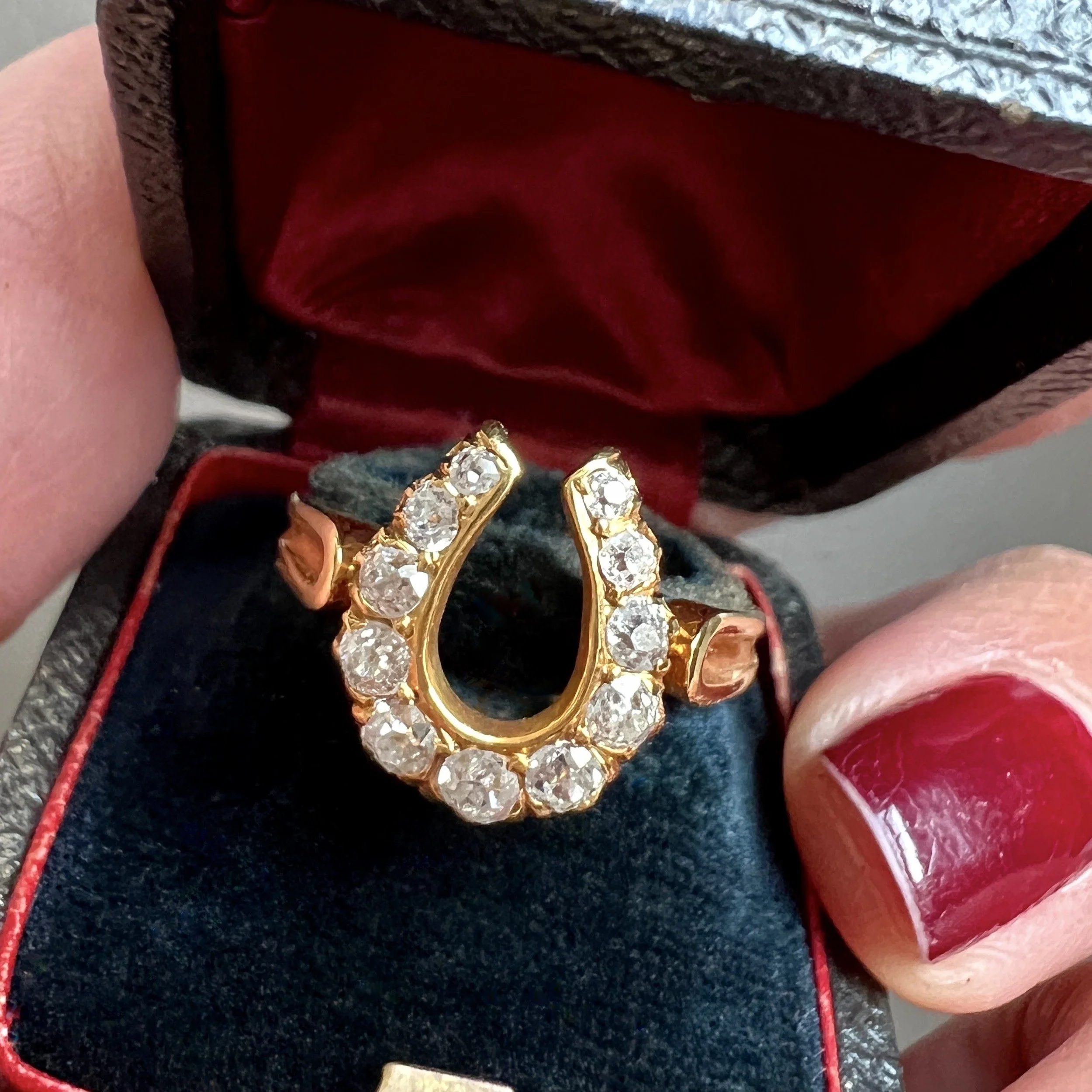 Antique Diamond and Gold Horseshoe Ring