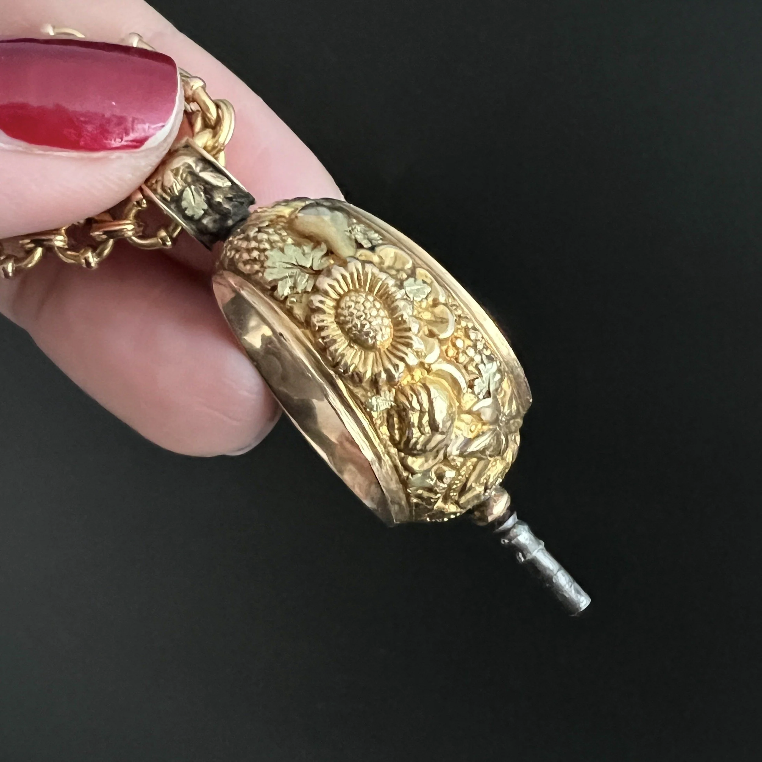 Antique Scarce Early 19th Century French Bi-Color Gold Large Watch Key