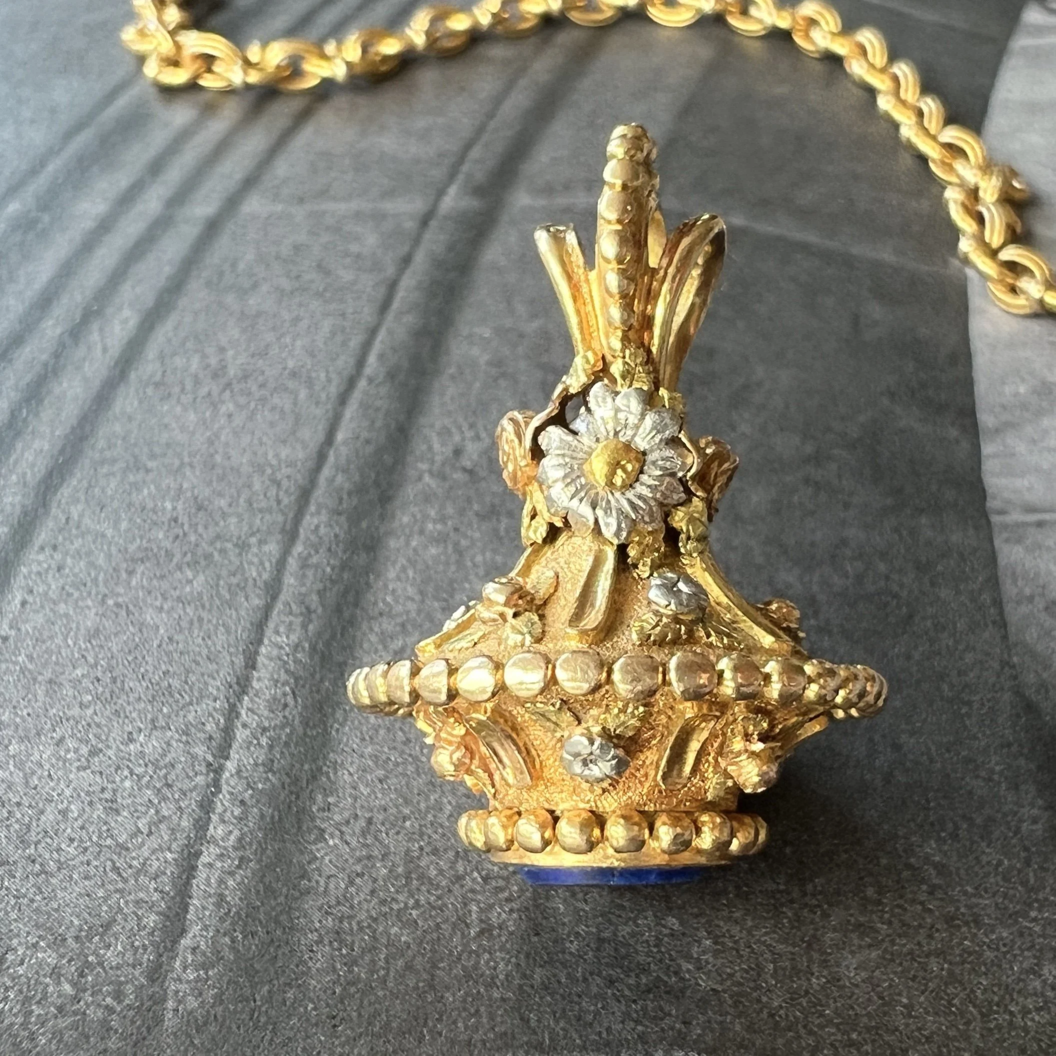 (SOLD) Early 19th Century French Multi-color Gold and Platinum Fob Pendant