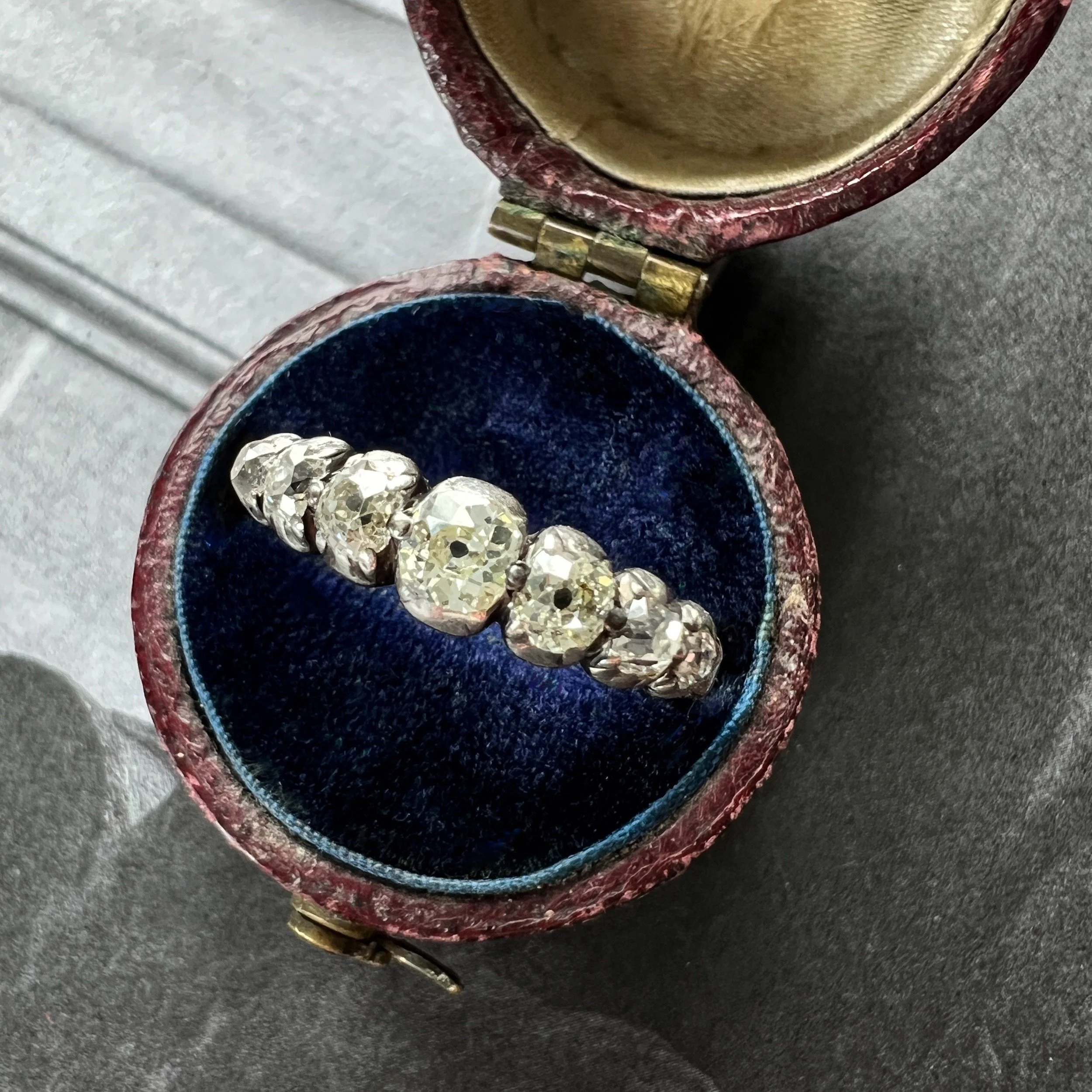 Antique Early 19th Century 7 Diamond Half Hoop Ring