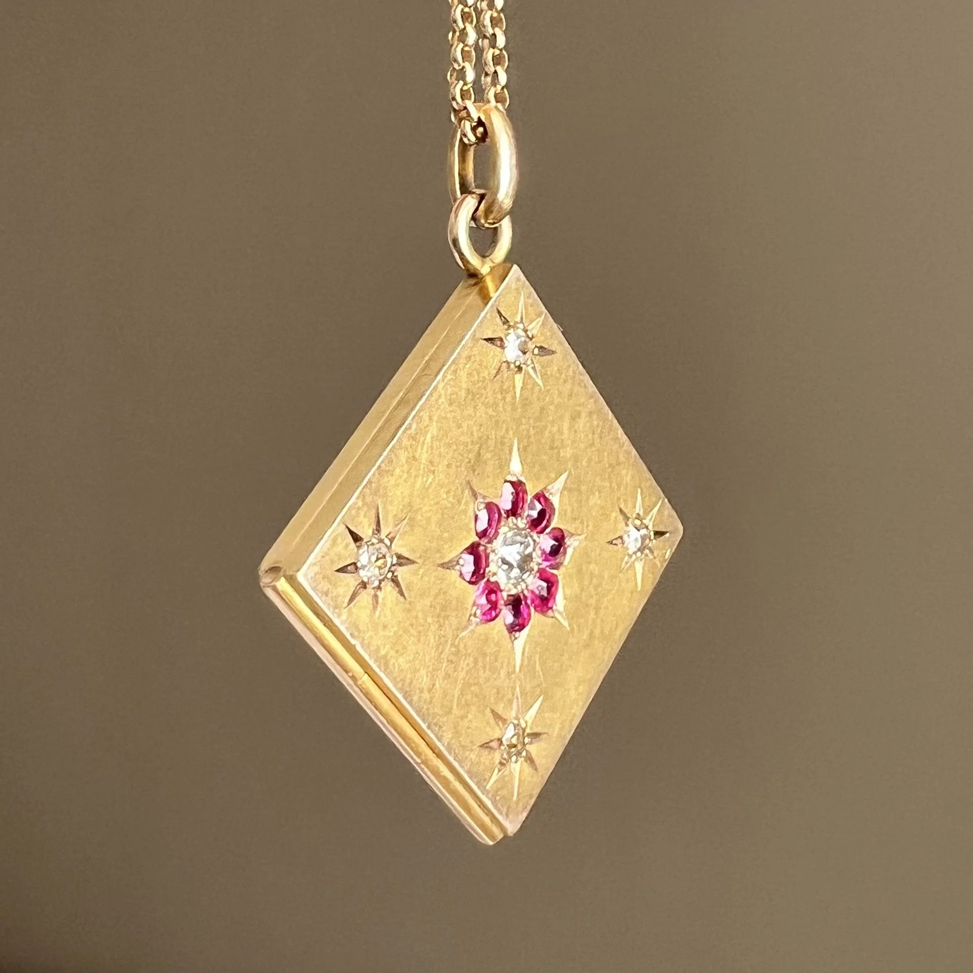 Antique Ruby and Diamond Starburst Locket