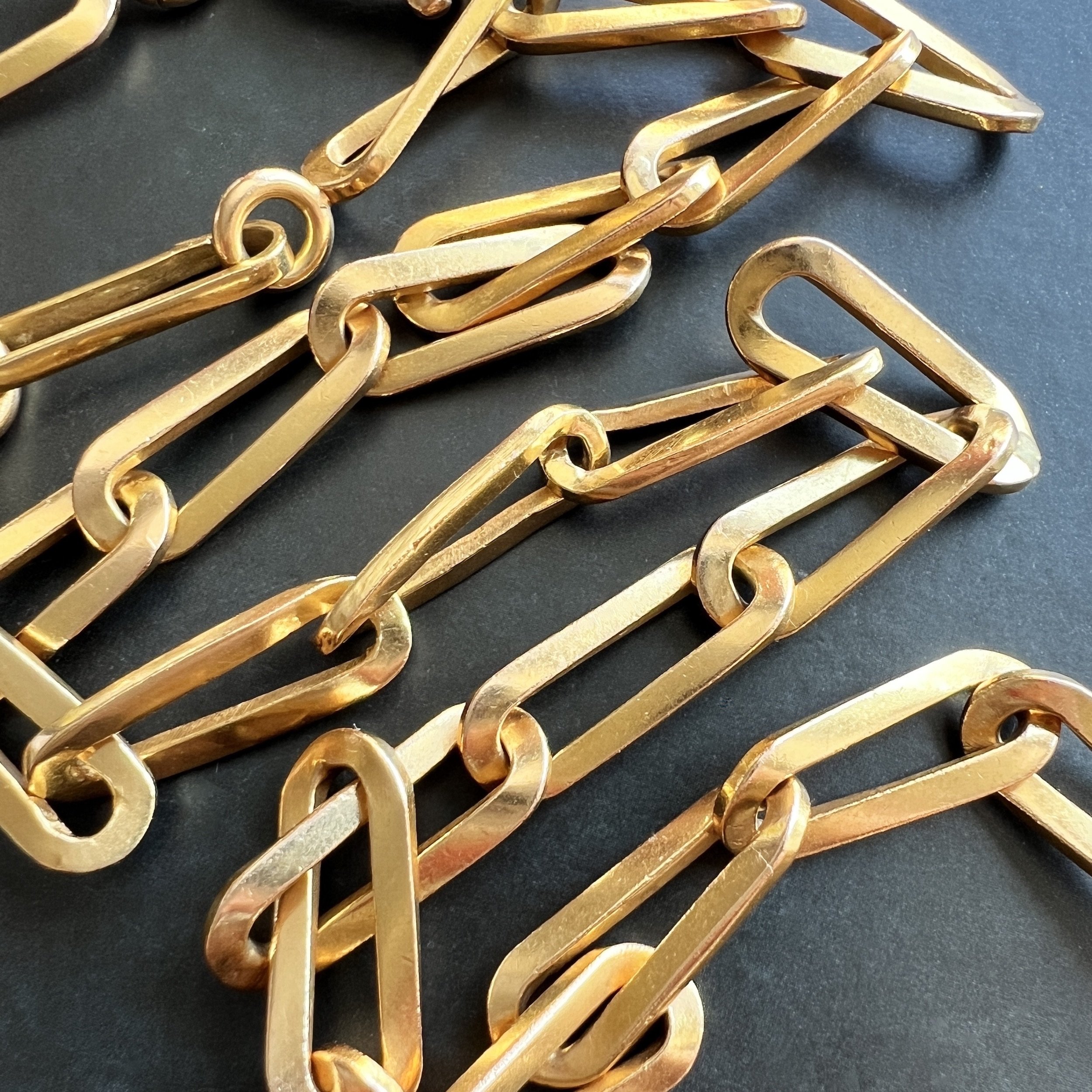 Antique 18k Gold Watch Chain with XL Bolt Ring and Dog Clip