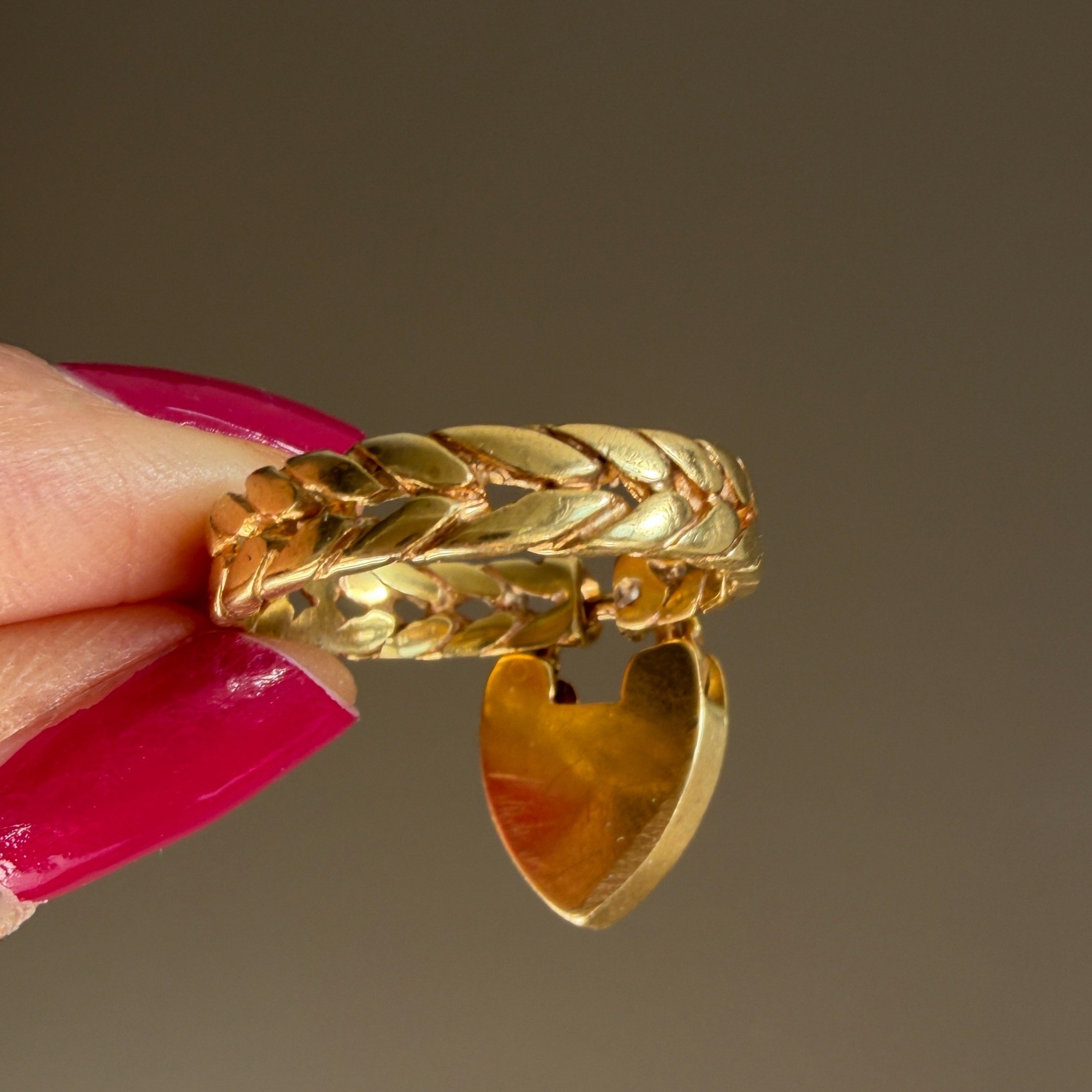 Antique Victorian English Heart Padlock Gold Ring