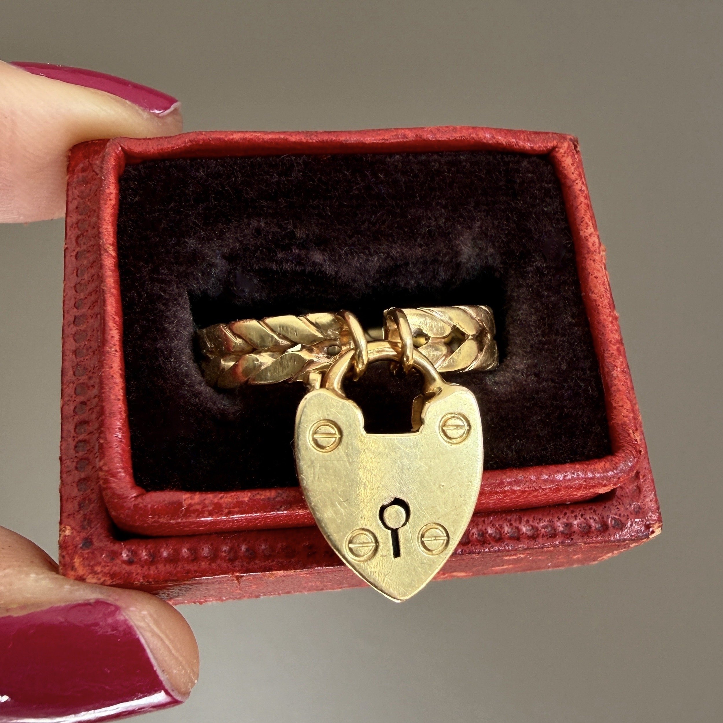 Antique Victorian English Heart Padlock Gold Ring
