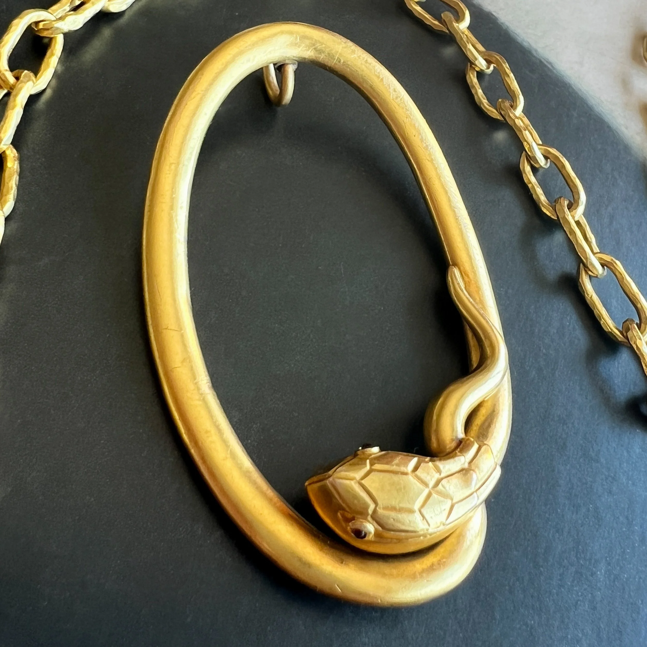 Antique French Art Nouveau Gold Snake Pendant