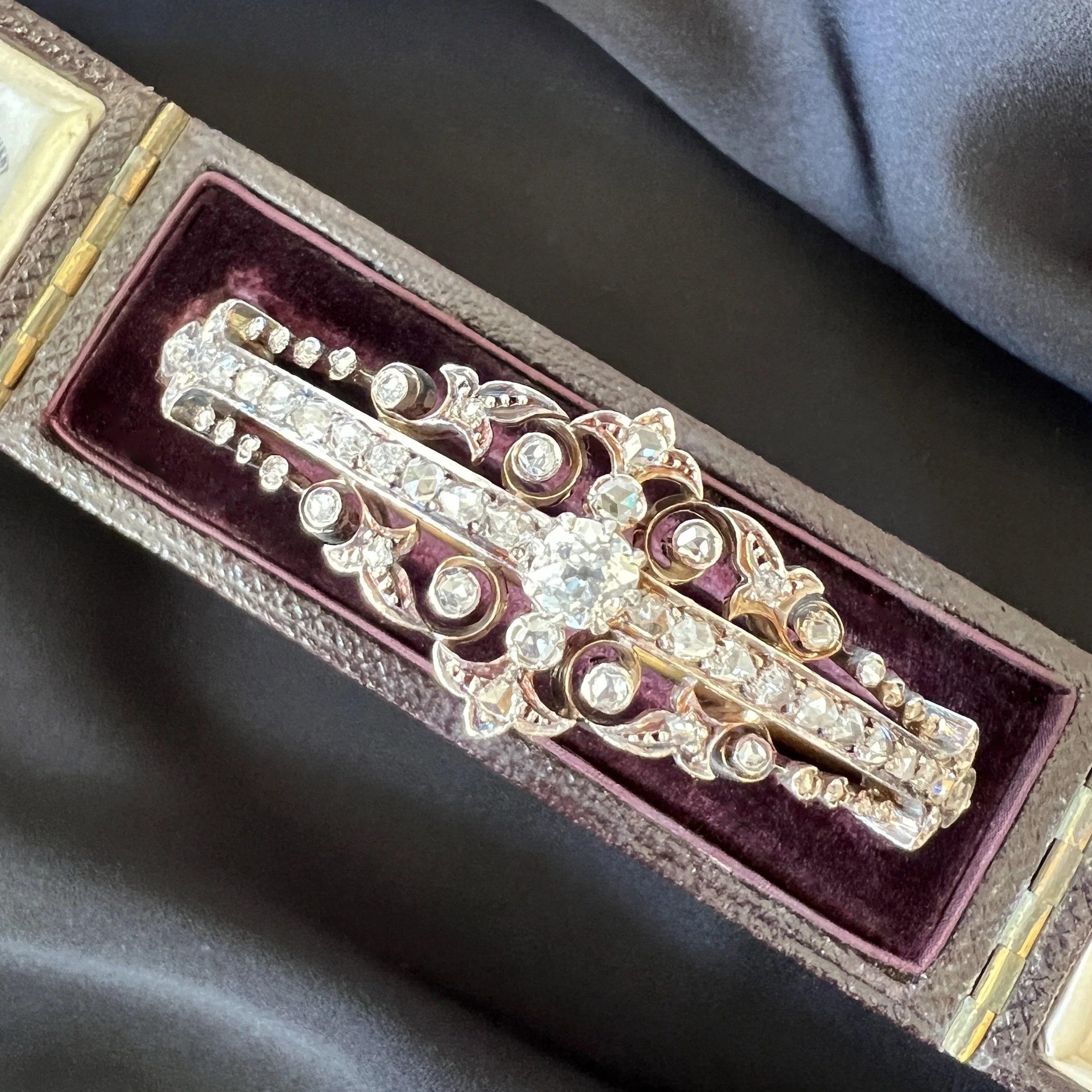 Antique Belle Époque French Diamond Bandeau Bangle with Fleur-de-Lis Flourishes