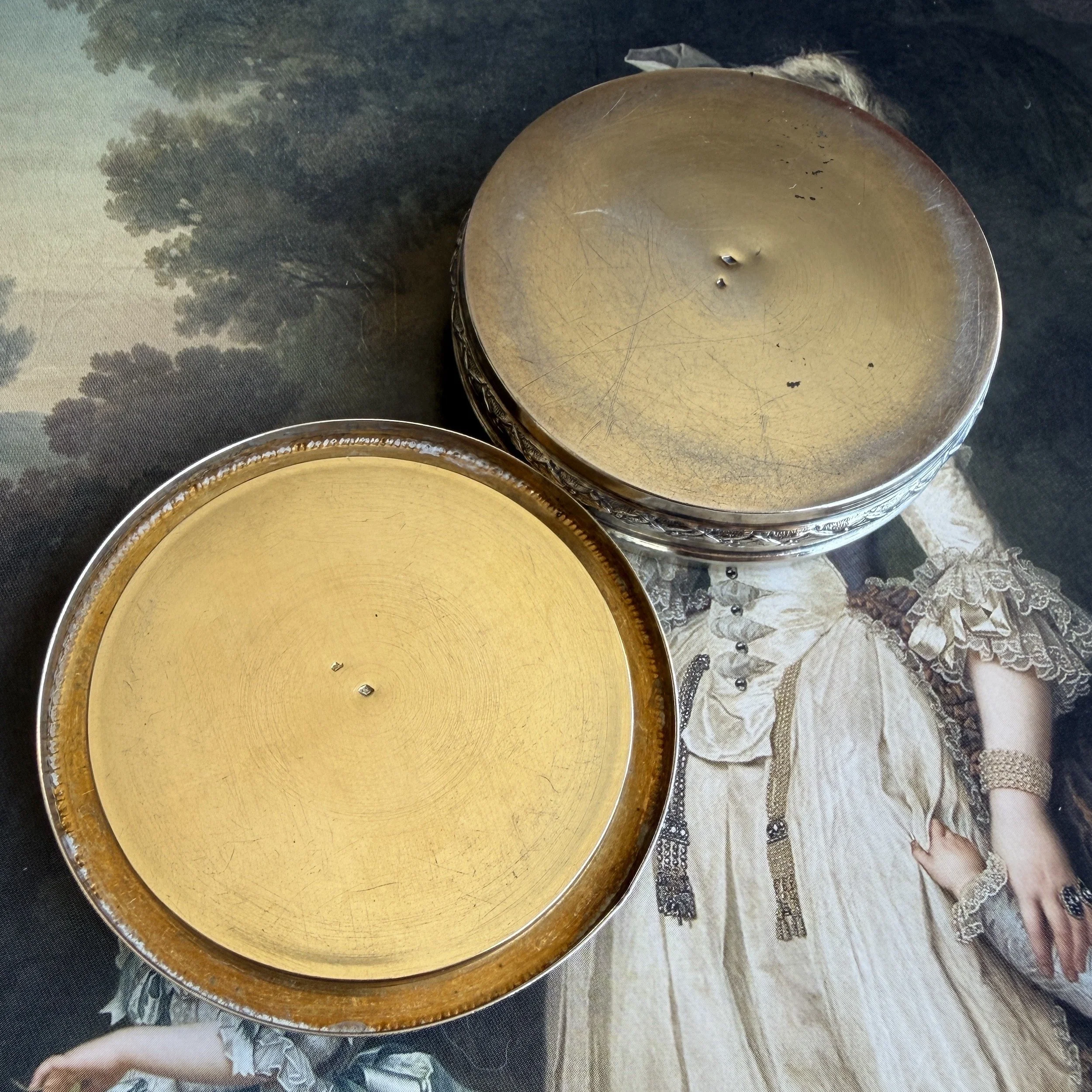 Antique French Silver & Enamel Portrait Box, Signed Gamet
