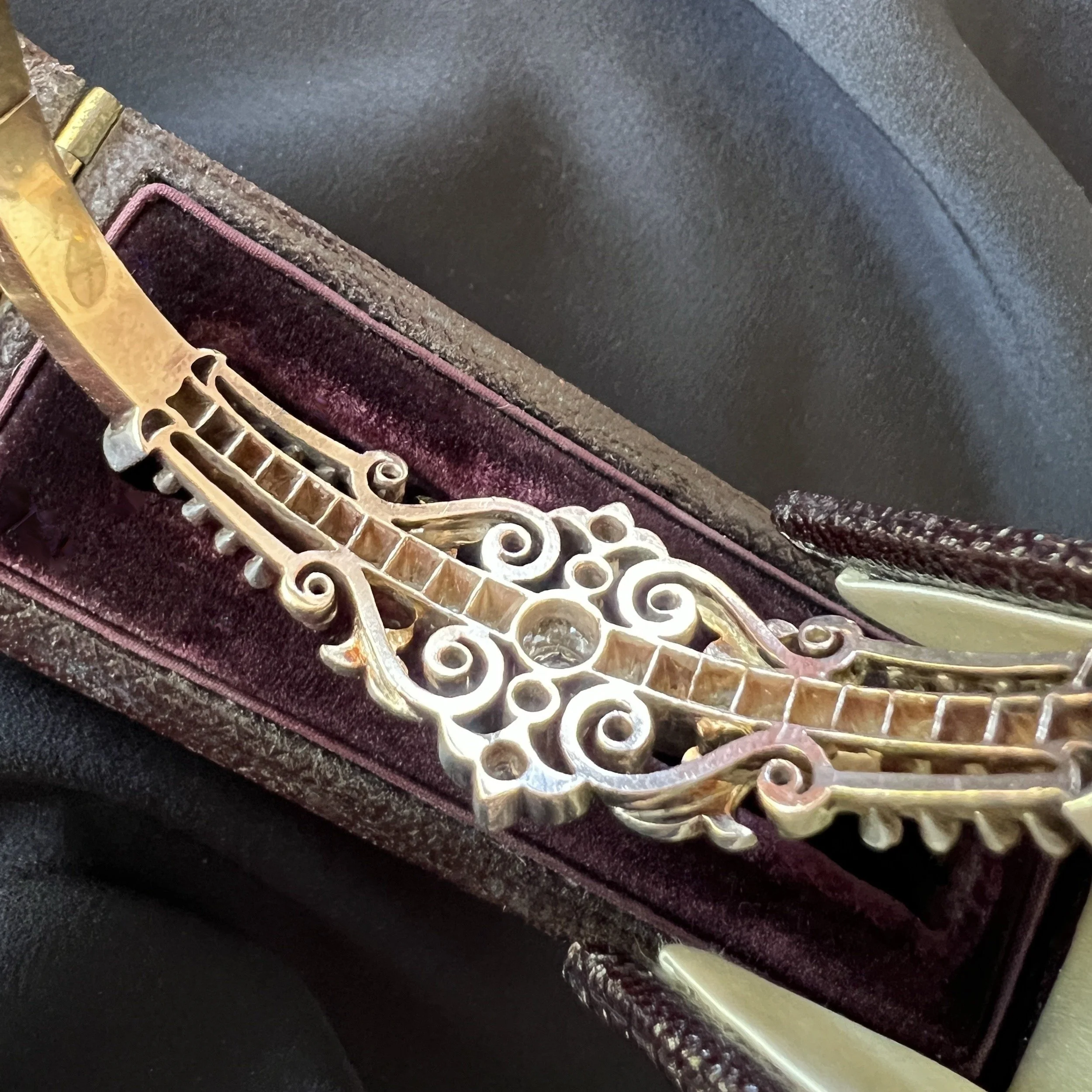 Antique Belle Époque French Diamond Bandeau Bangle with Fleur-de-Lis Flourishes