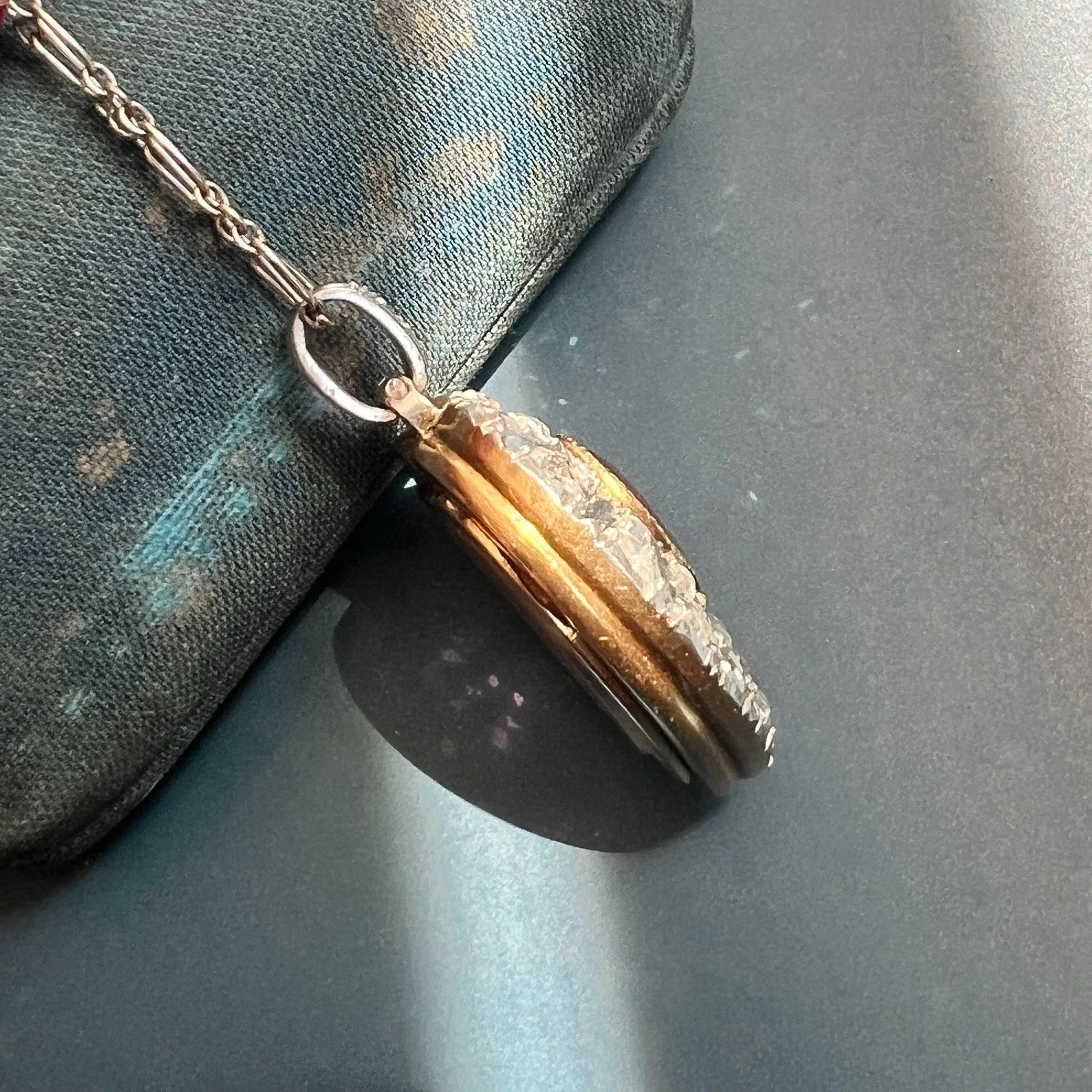 Antique Early 20th Century Platinum and Gold Diamond Heart Locket with Chain