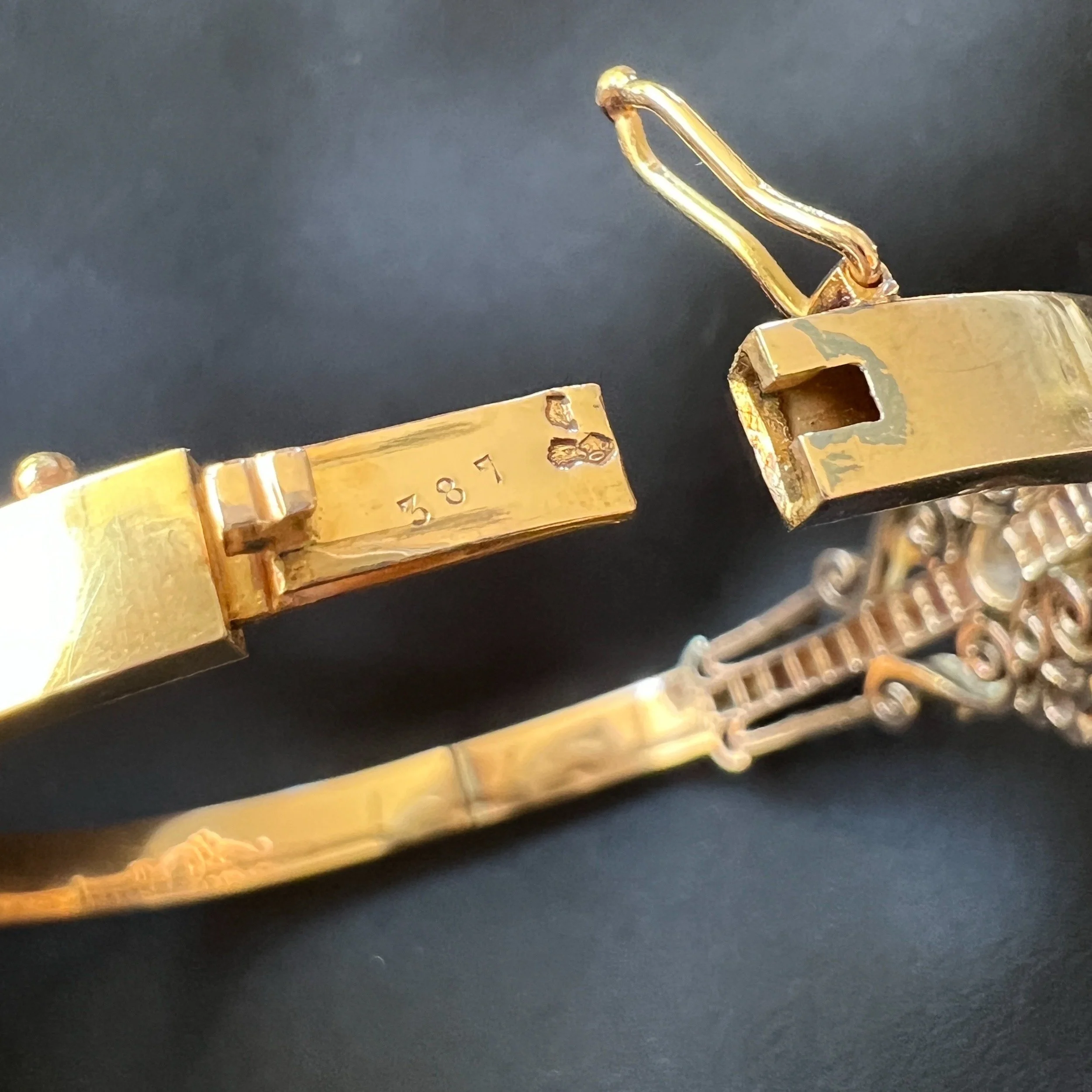 Antique Belle Époque French Diamond Bandeau Bangle with Fleur-de-Lis Flourishes