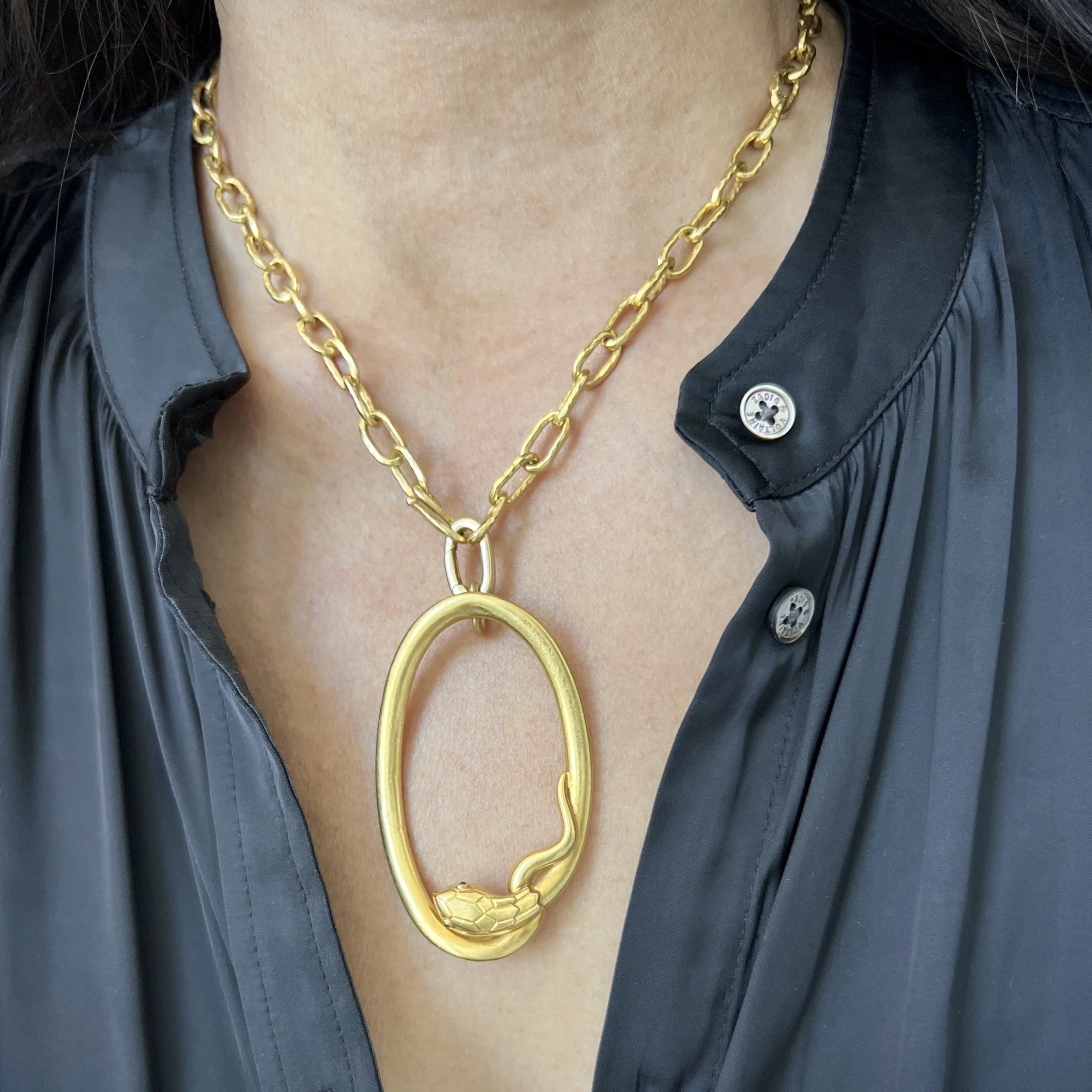 Antique French Art Nouveau Gold Snake Pendant