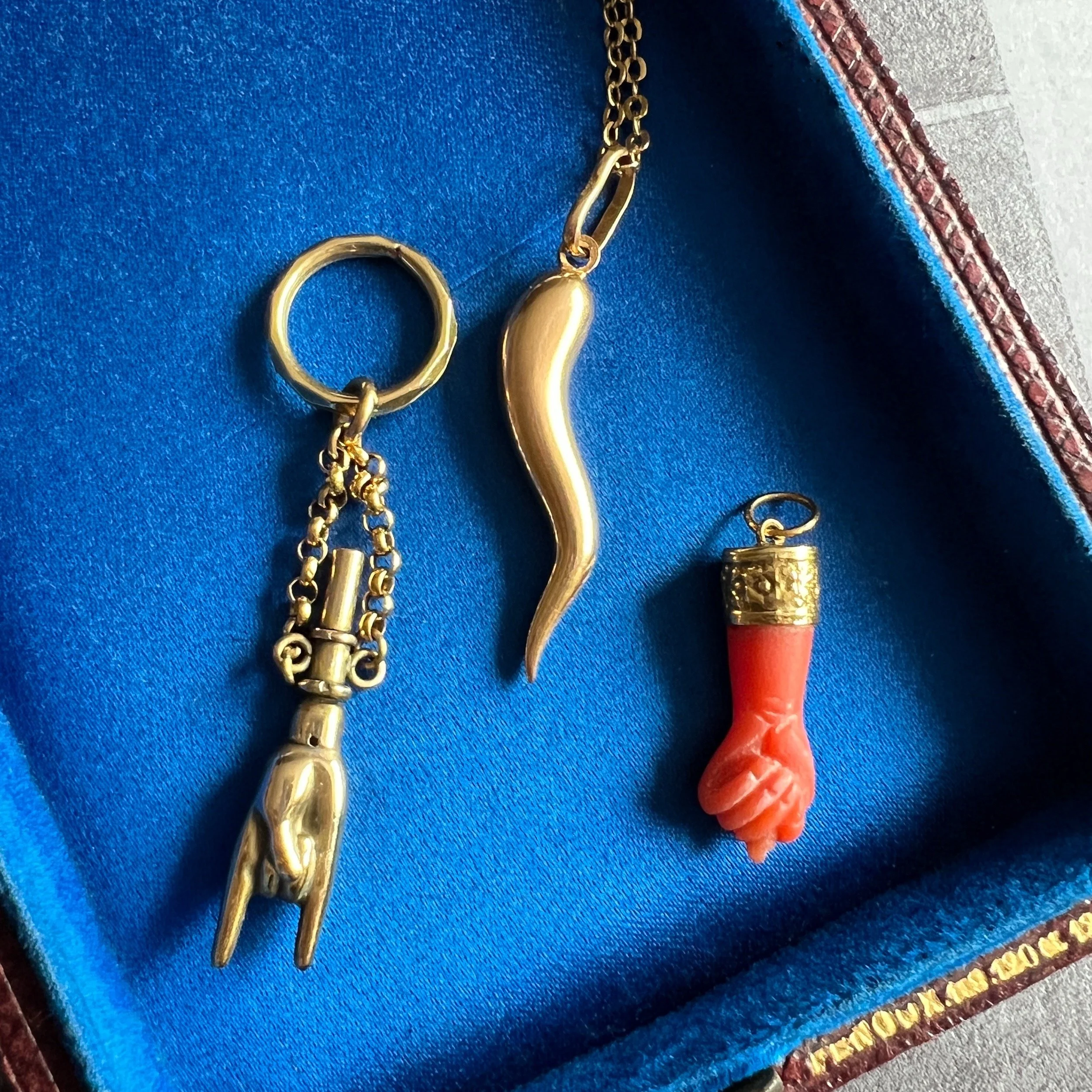 Trio of Amulets (Mano Cornuta, Cornicello, Figa)