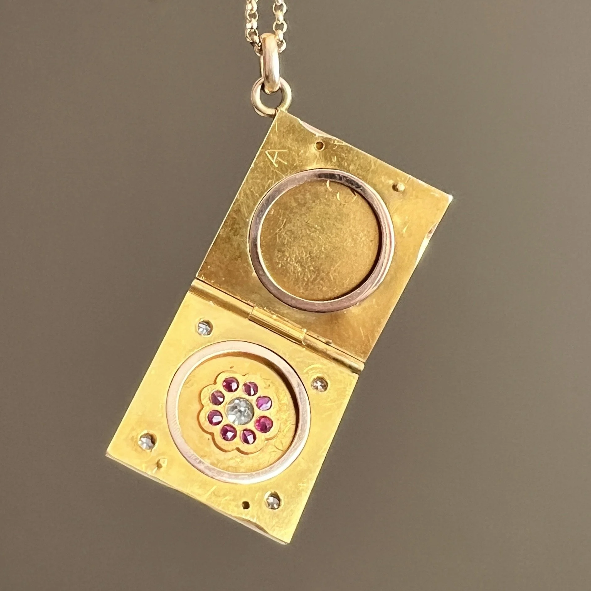 Antique Ruby and Diamond Starburst Locket