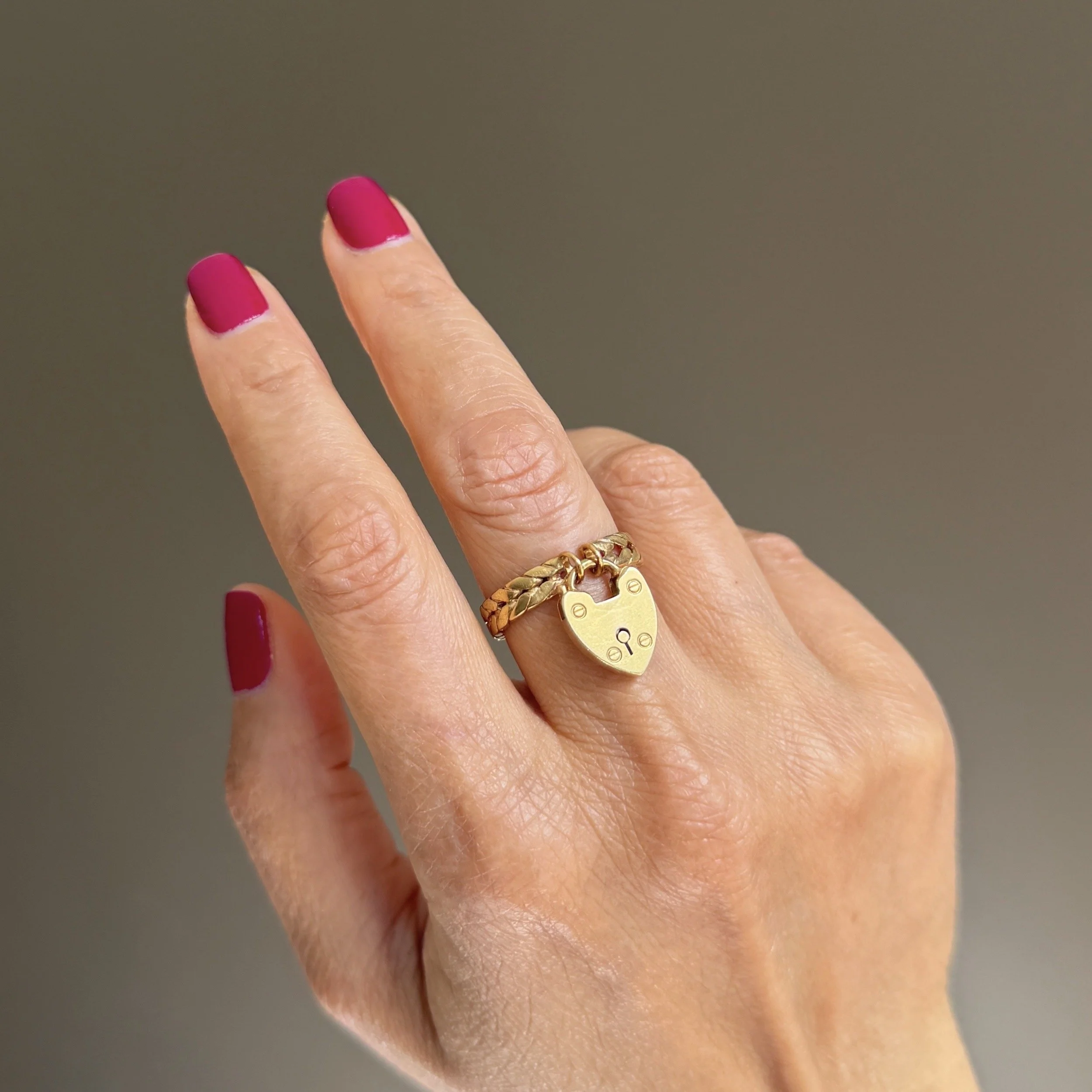 Antique Victorian English Heart Padlock Gold Ring