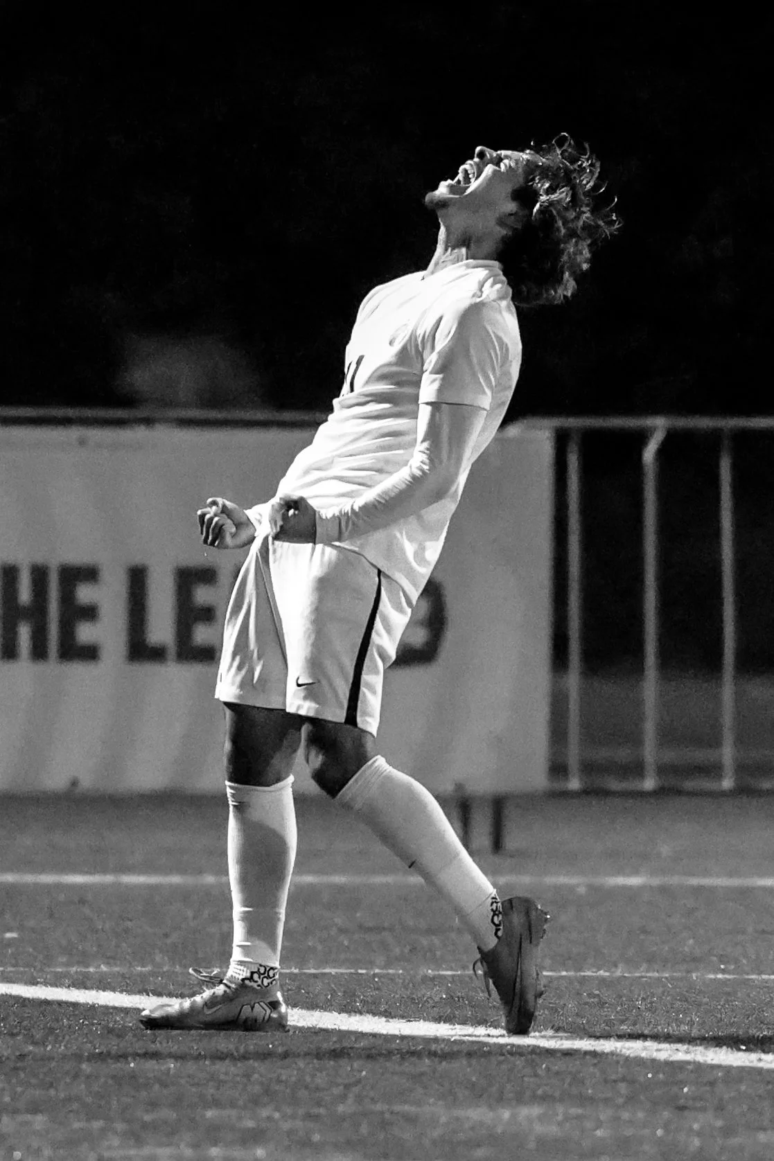 Seattle Pacific University player celebrating game winning goal in the 2025 GNAC Men’s Soccer Championships.