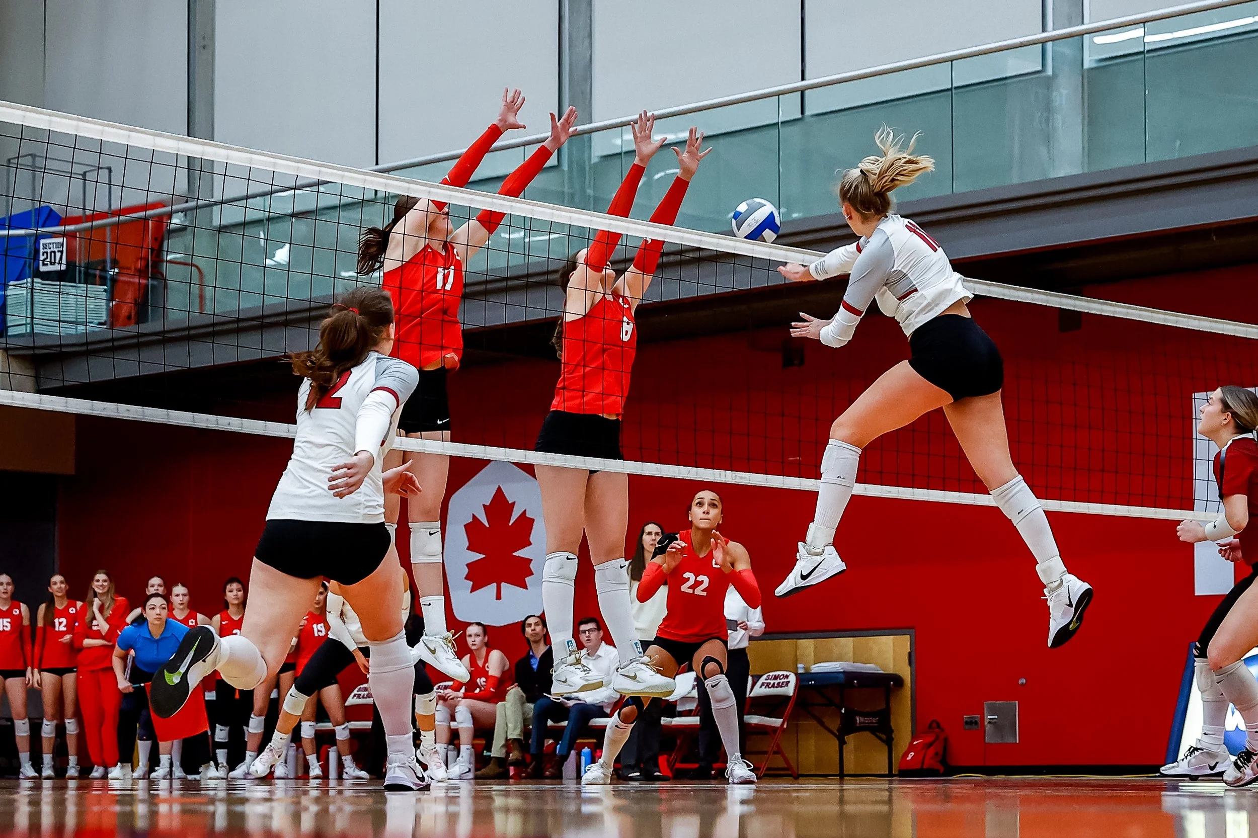 Simon Fraser University vs. Central Washington University in GNAC conference regular season volleyball game.