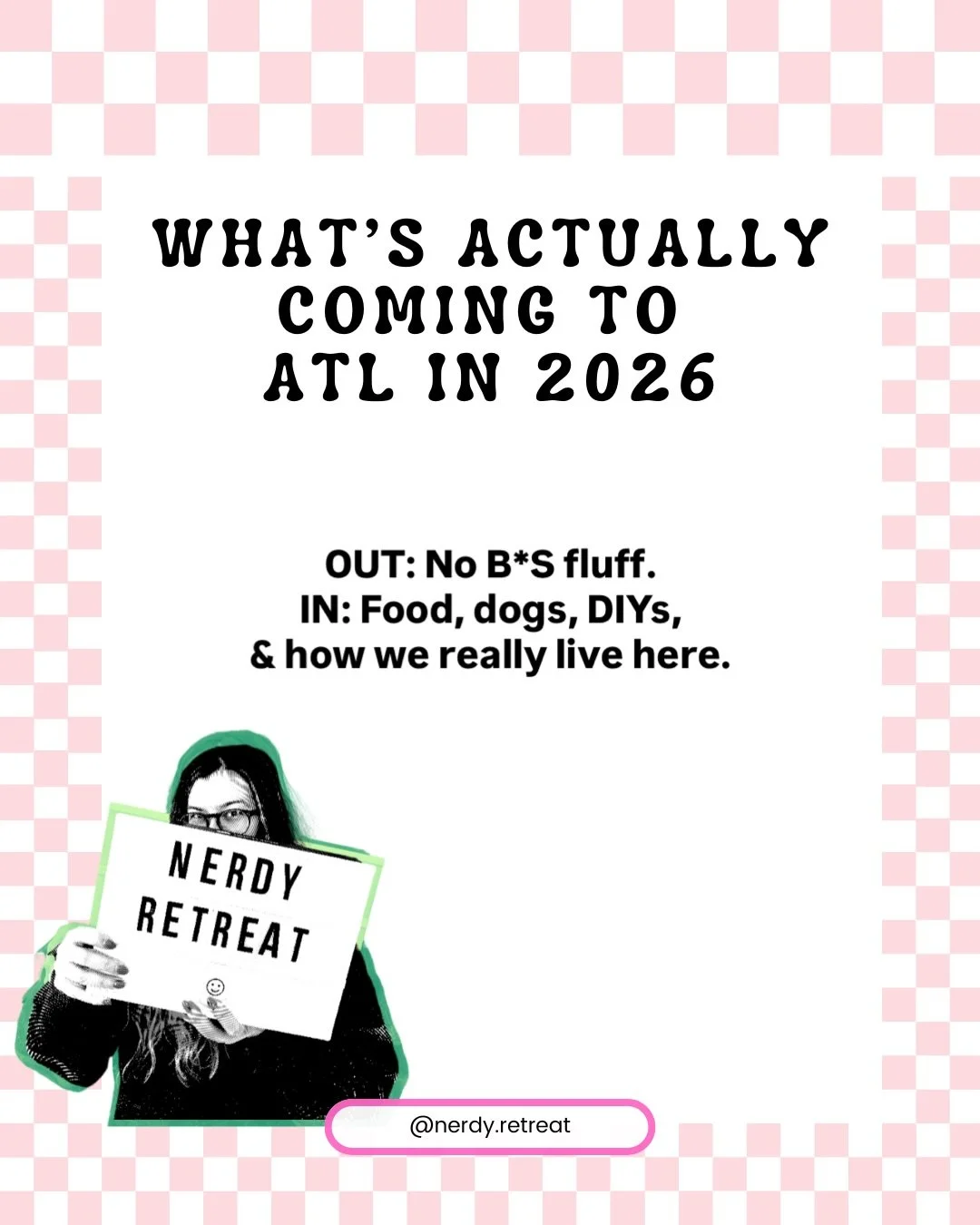 2026 isn&rsquo;t about doing more. 🫠
Spending more.
Bending more.

It&rsquo;s about doing what actually matters.

I&rsquo;m leaning fully into my role as an ATL curator of things &mdash; tapping into chaotic good.

Small biz gems.
Dog-friendly hangs